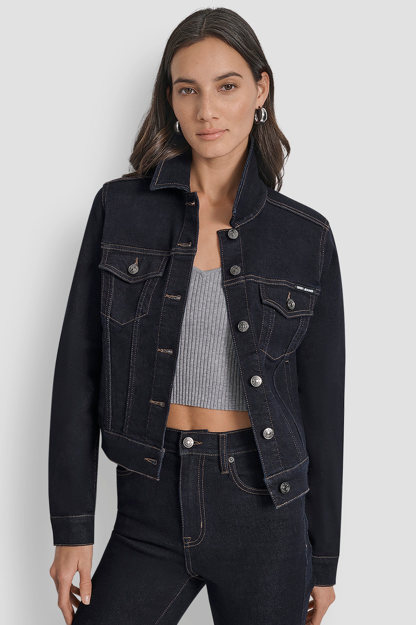 BANKERS INK TRUCKER JACKET, FRONT VIEW | WOMENS COATS & JACKETS
