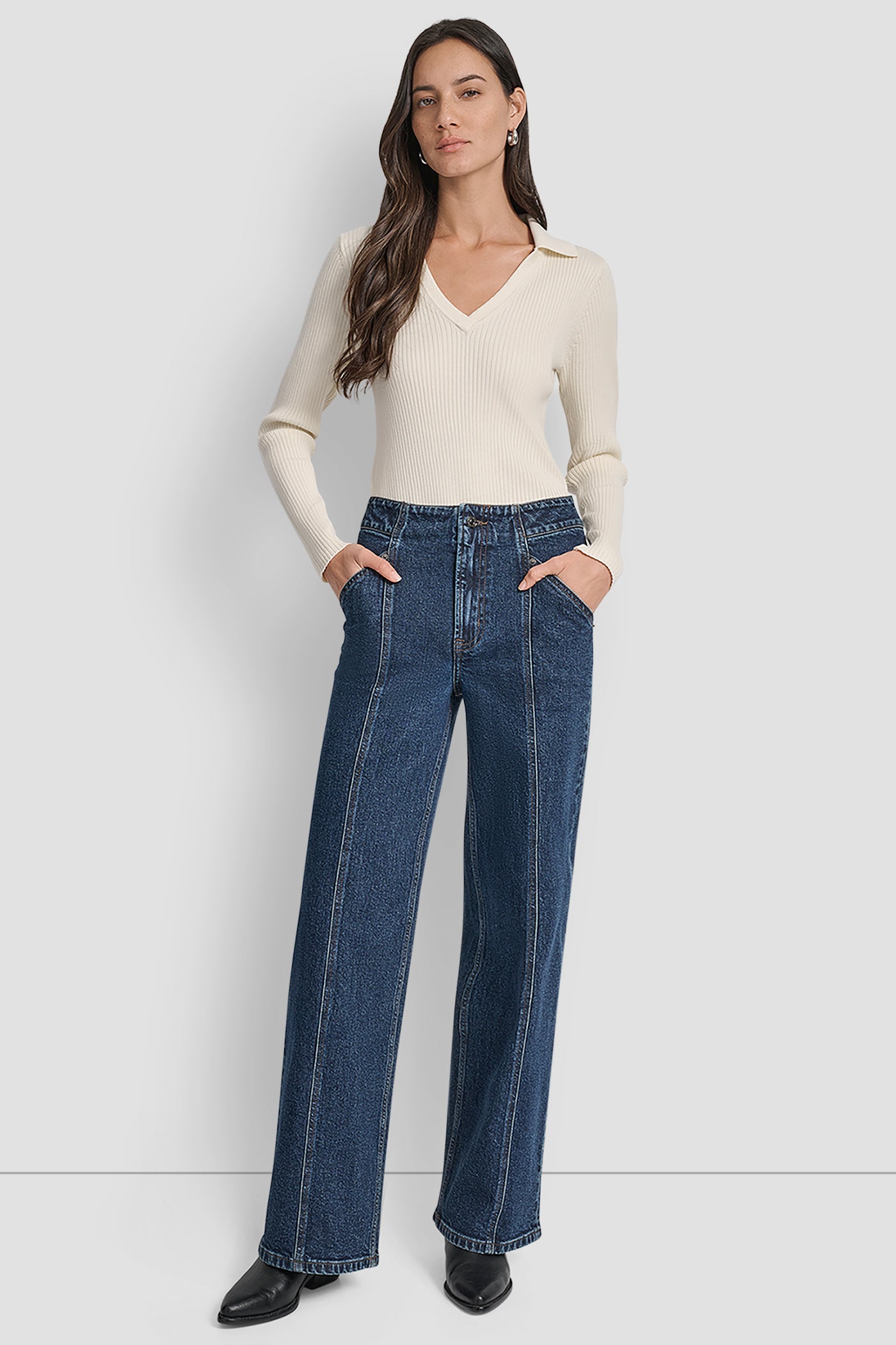 HIGH RISE SEAMED UTILITY WIDE LEG 32 INCH INSEAM VIEW 7 | Denim Destination