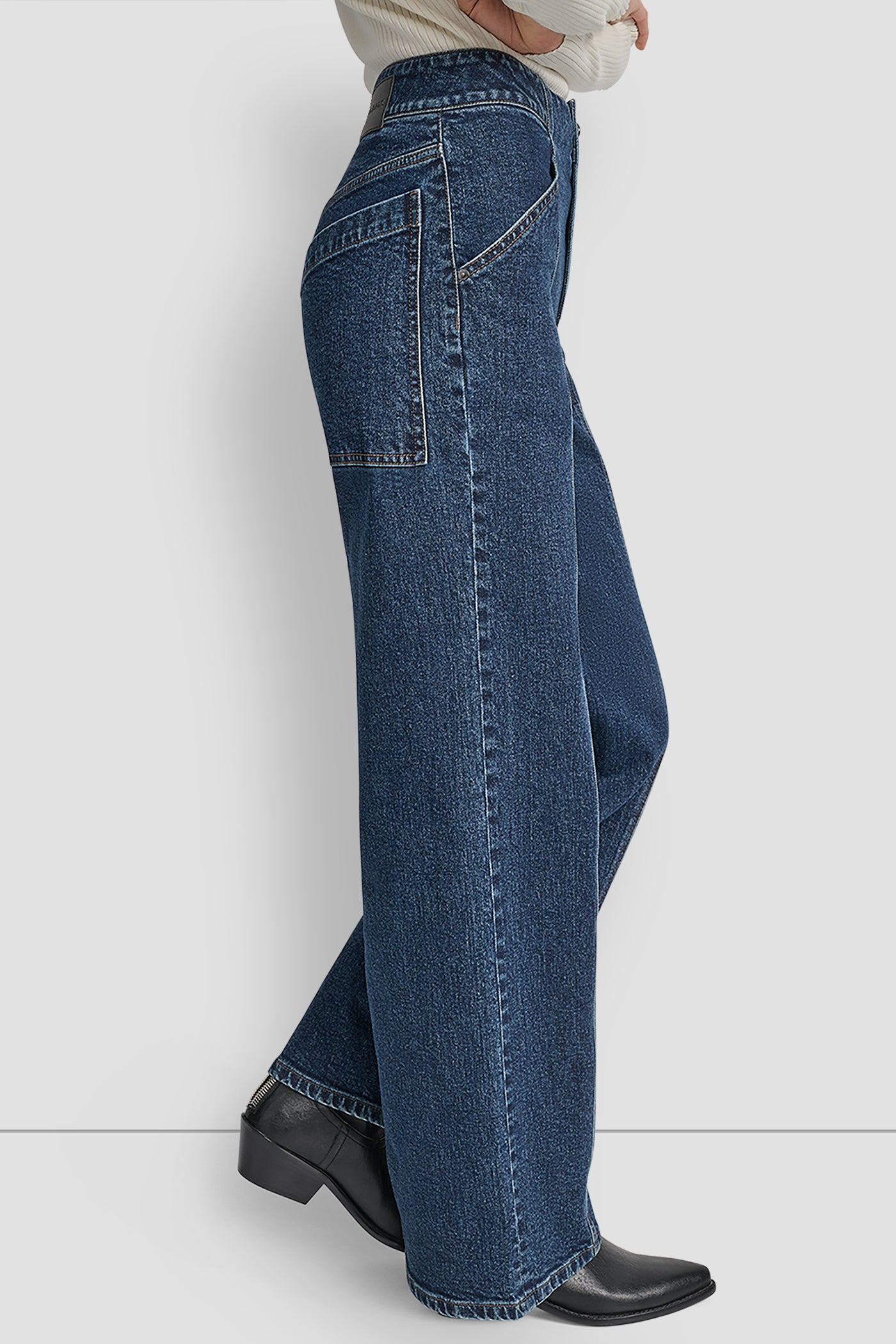 HIGH RISE SEAMED UTILITY WIDE LEG 32 INCH INSEAM VIEW 3 | Denim Destination