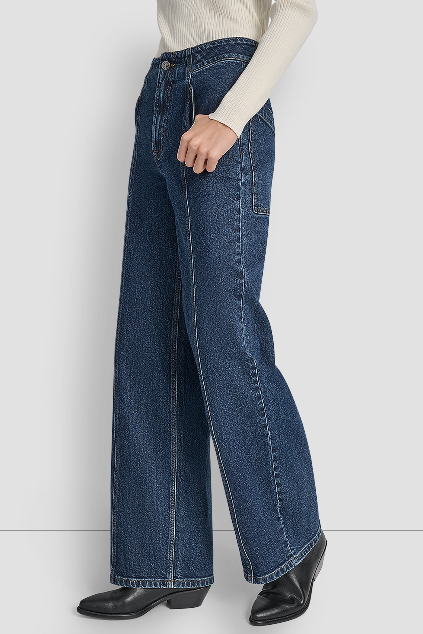 HIGH RISE SEAMED UTILITY WIDE LEG 32 INCH INSEAM VIEW 5 | Denim Destination