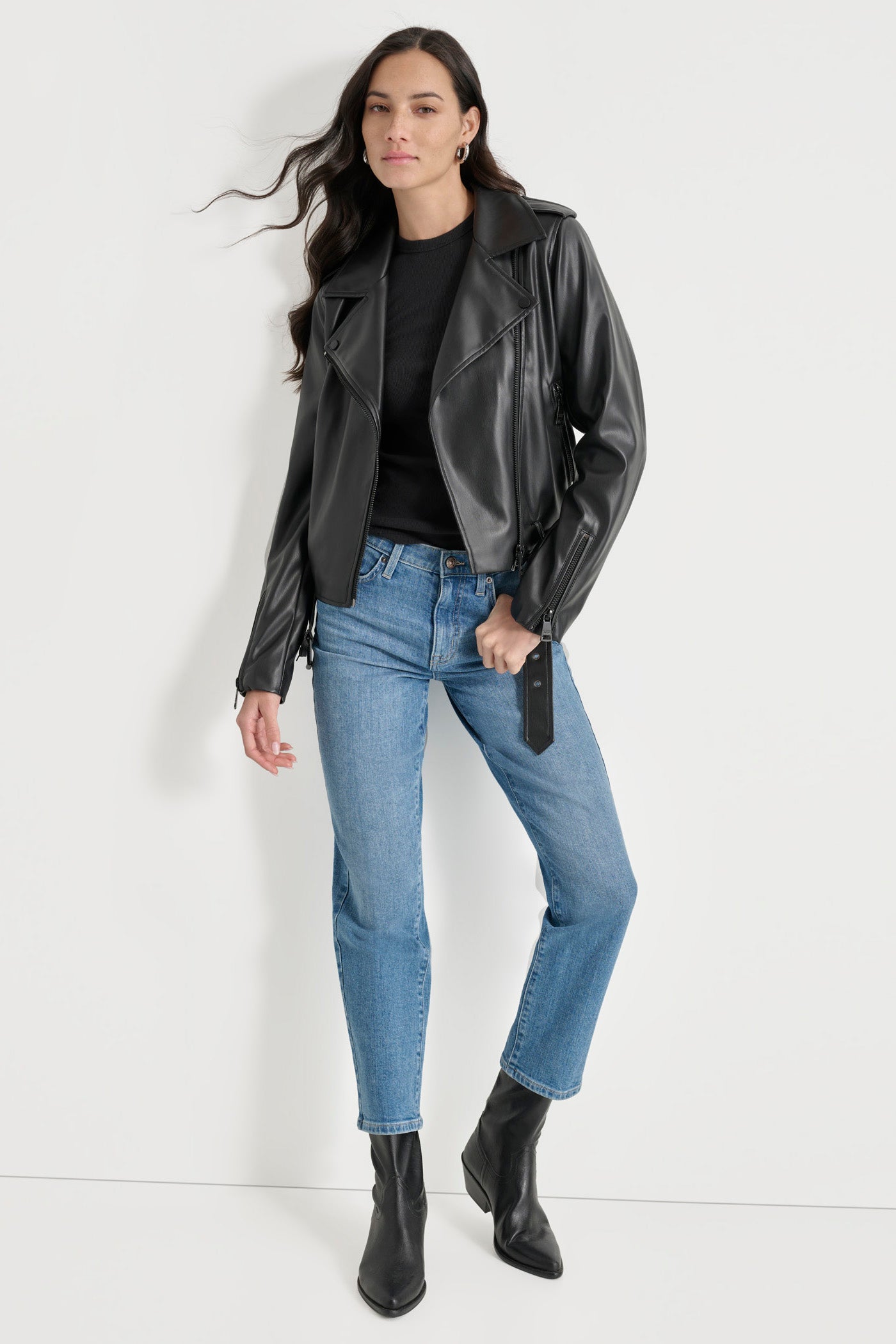 FAUX LEATHER MOTO JACKET VIEW 3