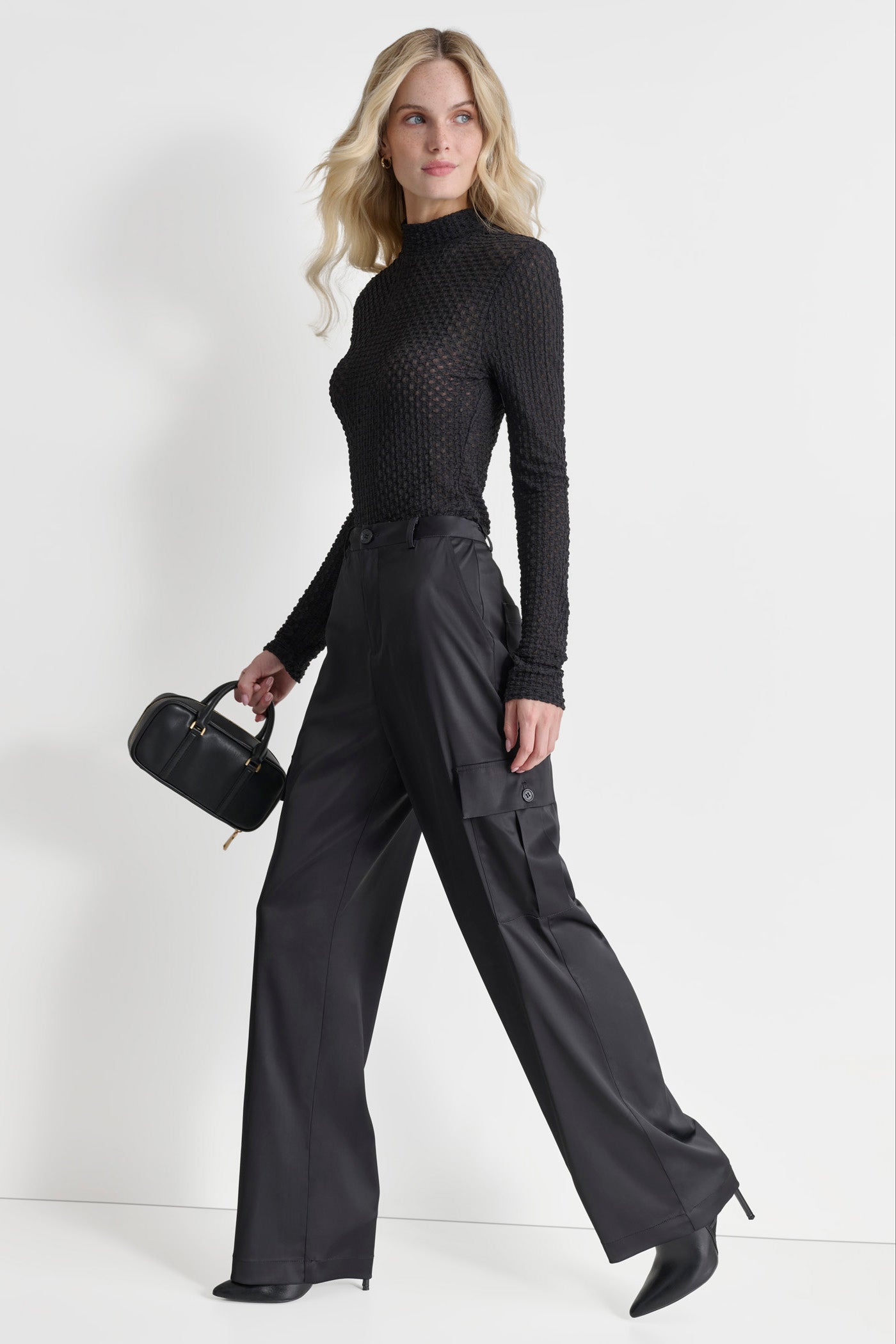 HIGH RISE HEAVY SATIN STRAIGHT LEG CARGO VIEW 3 | Pants & Denim