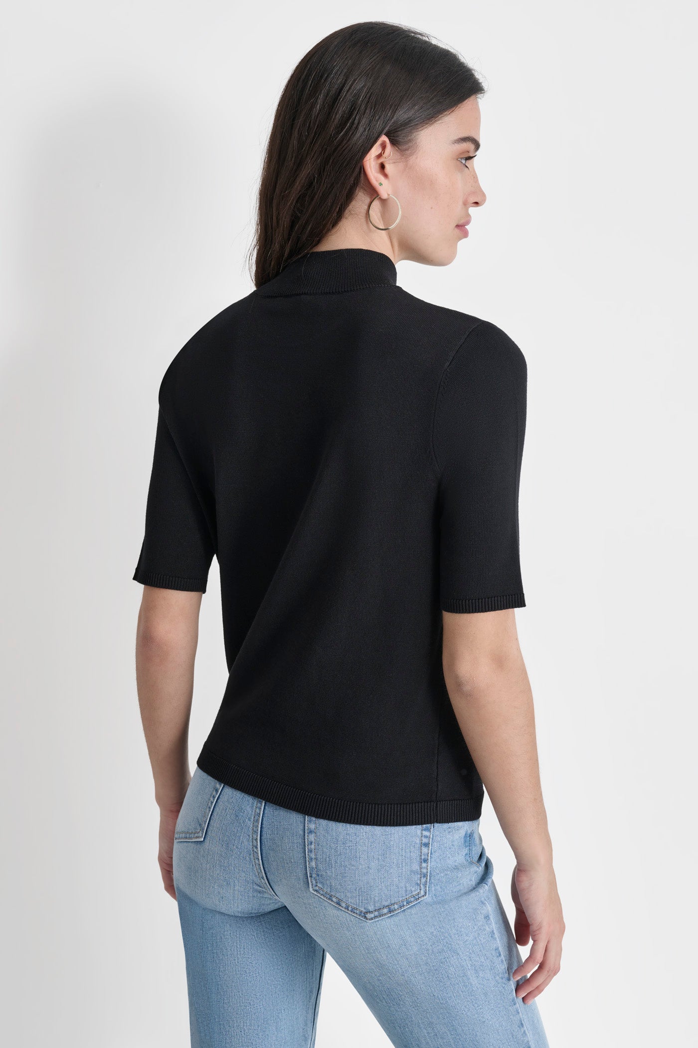 Black MOCK NECK LOGO SWEATER, BACK VIEW | Products