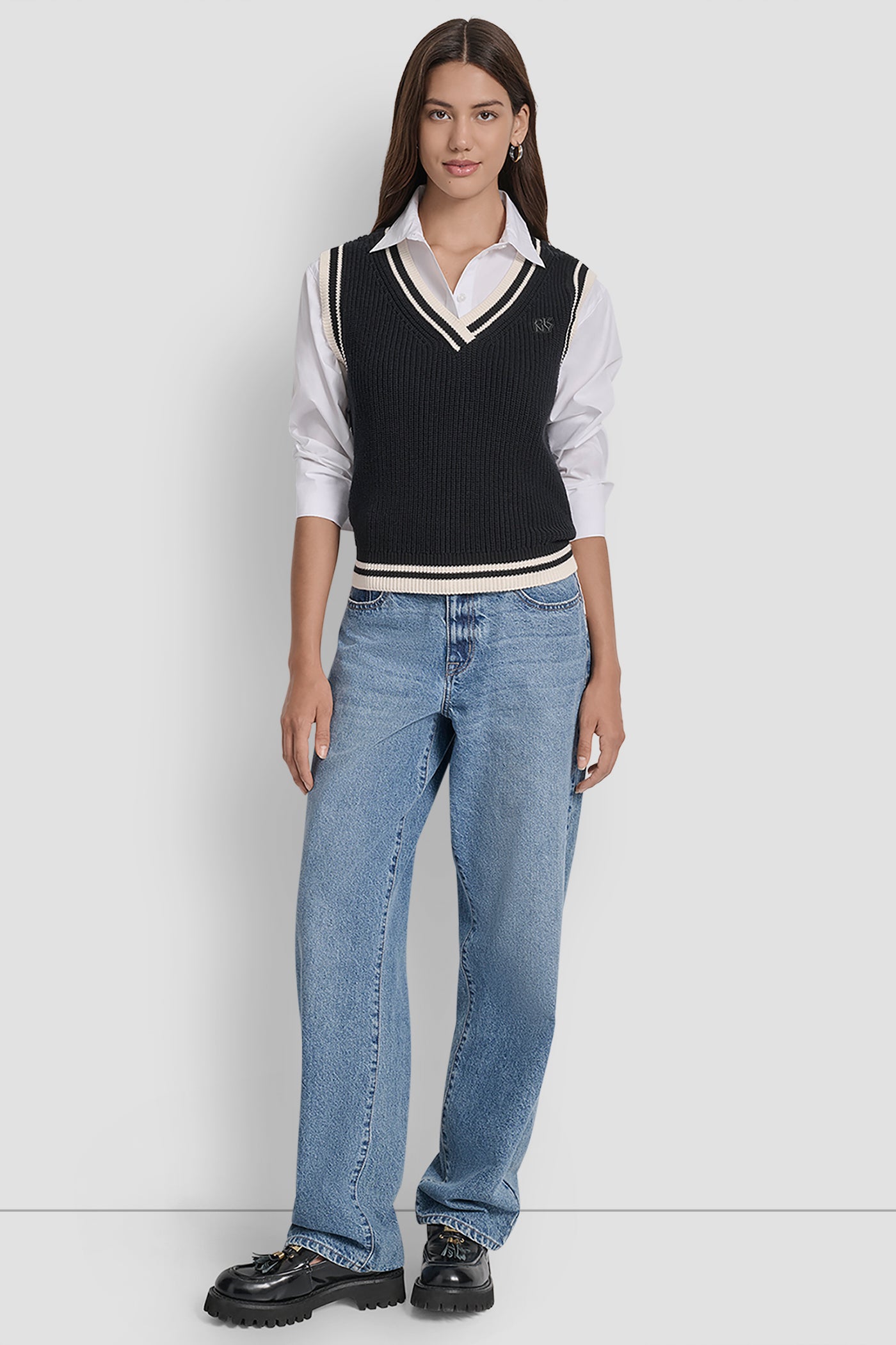 V-NECK TIPPED SLEEVELESS SWEATER VIEW 5 | Clothing