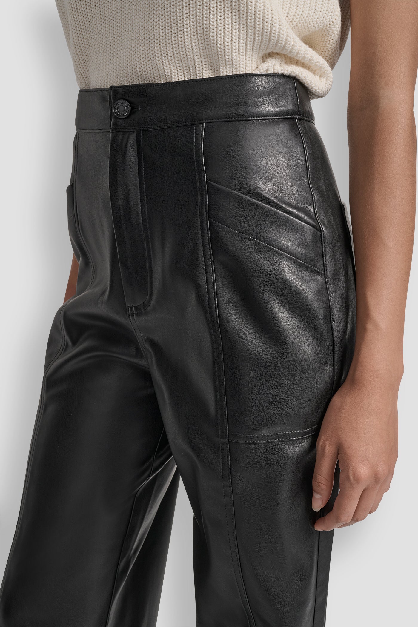 High Rise Faux Leather Straight Leg Pant | Straight | DKNY High Rise Faux Leather Straight Leg Pant | Straight | DKNY
