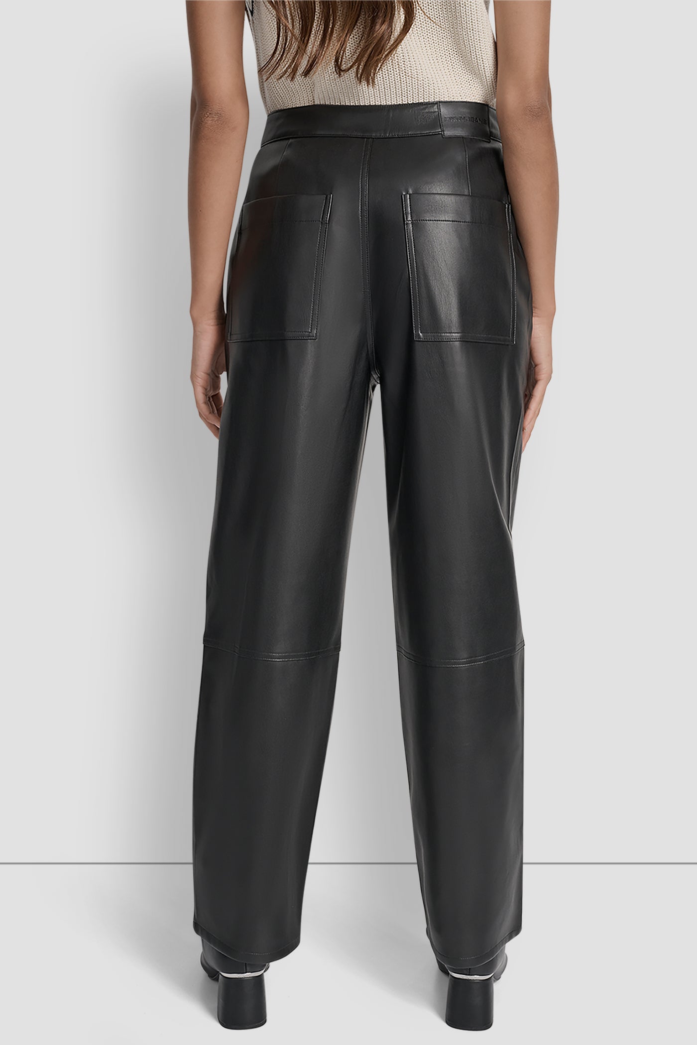 Black HIGH RISE STRAIGHT LEG SEAMED PANT, BACK VIEW | New Arrivals