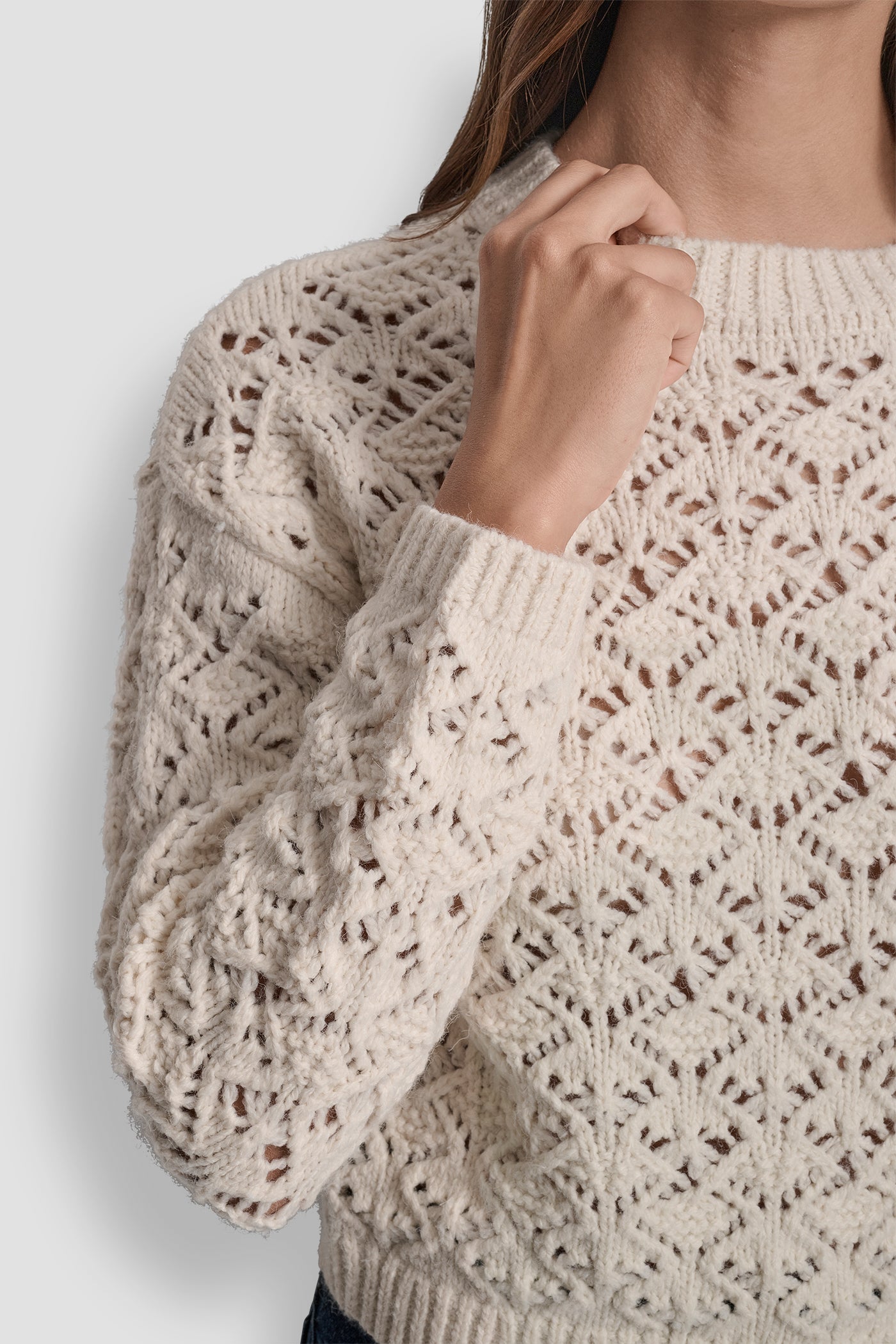 POINTELLE STITCH LONG SLEEVE CREW NECK SWEATER VIEW 4 | New Arrivals