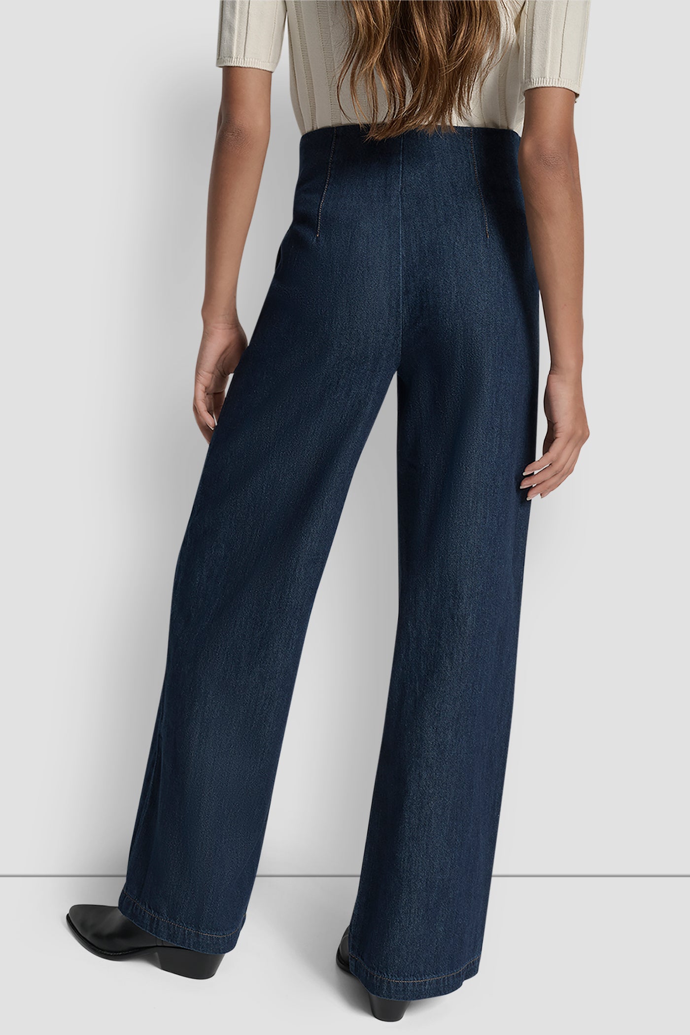 CARMINE HIGH RISE PLEATED TROUSER WITH TABS, BACK VIEW | Denim Destination