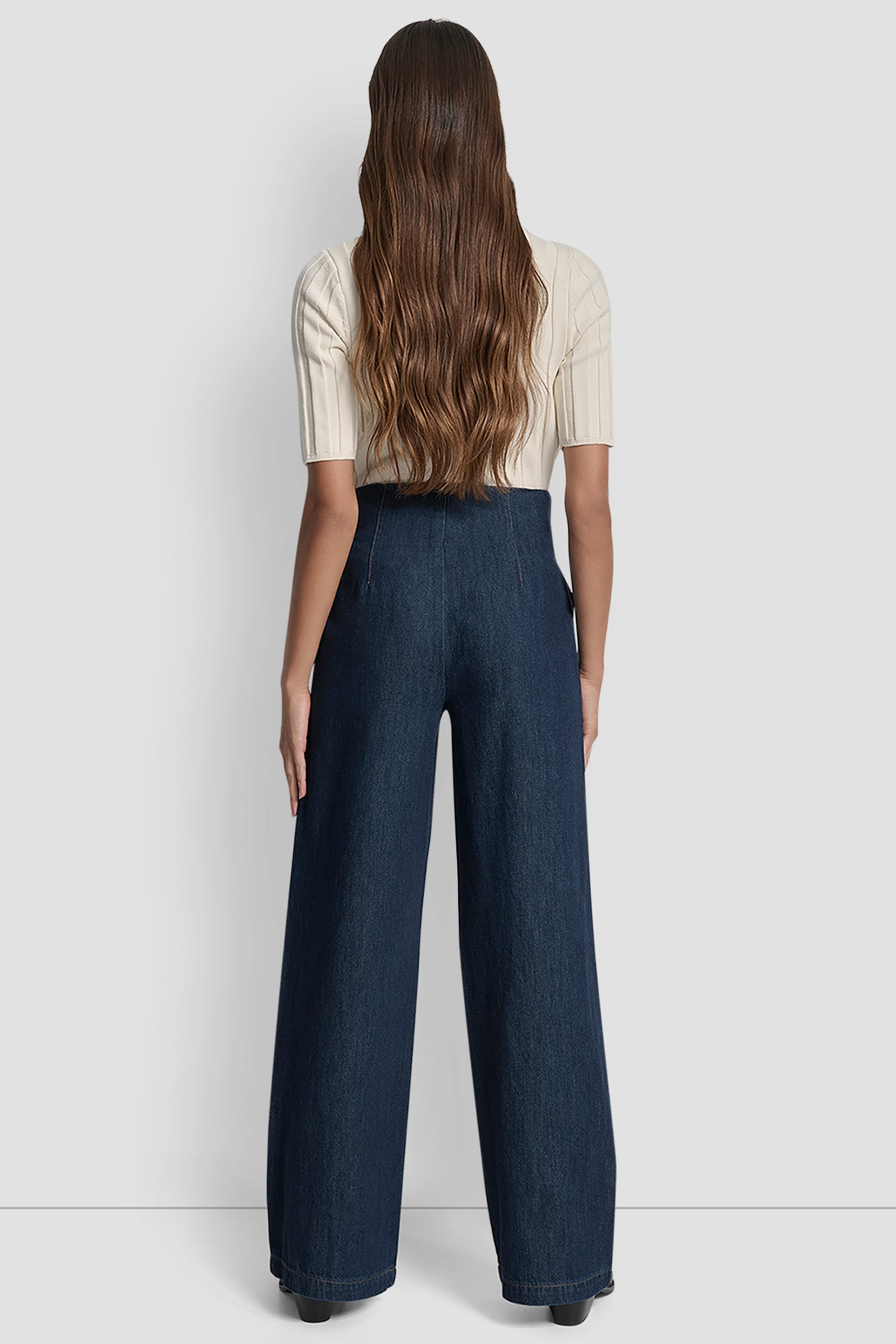 HIGH RISE PLEATED TROUSER WITH TABS VIEW 6 | Pants & Denim