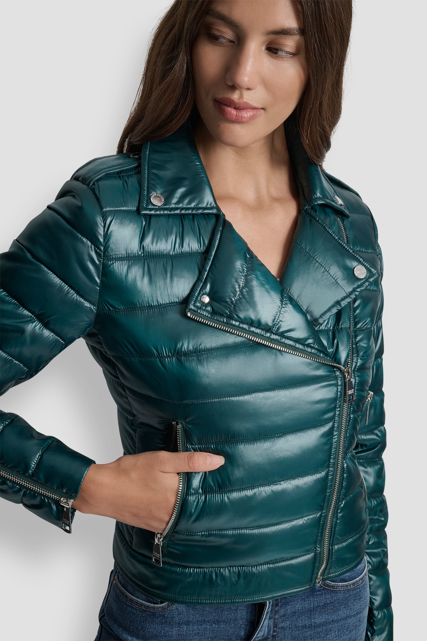MOTO STYLE LIGHT WEIGHT PUFFER JACKET VIEW 6 | New Arrivals