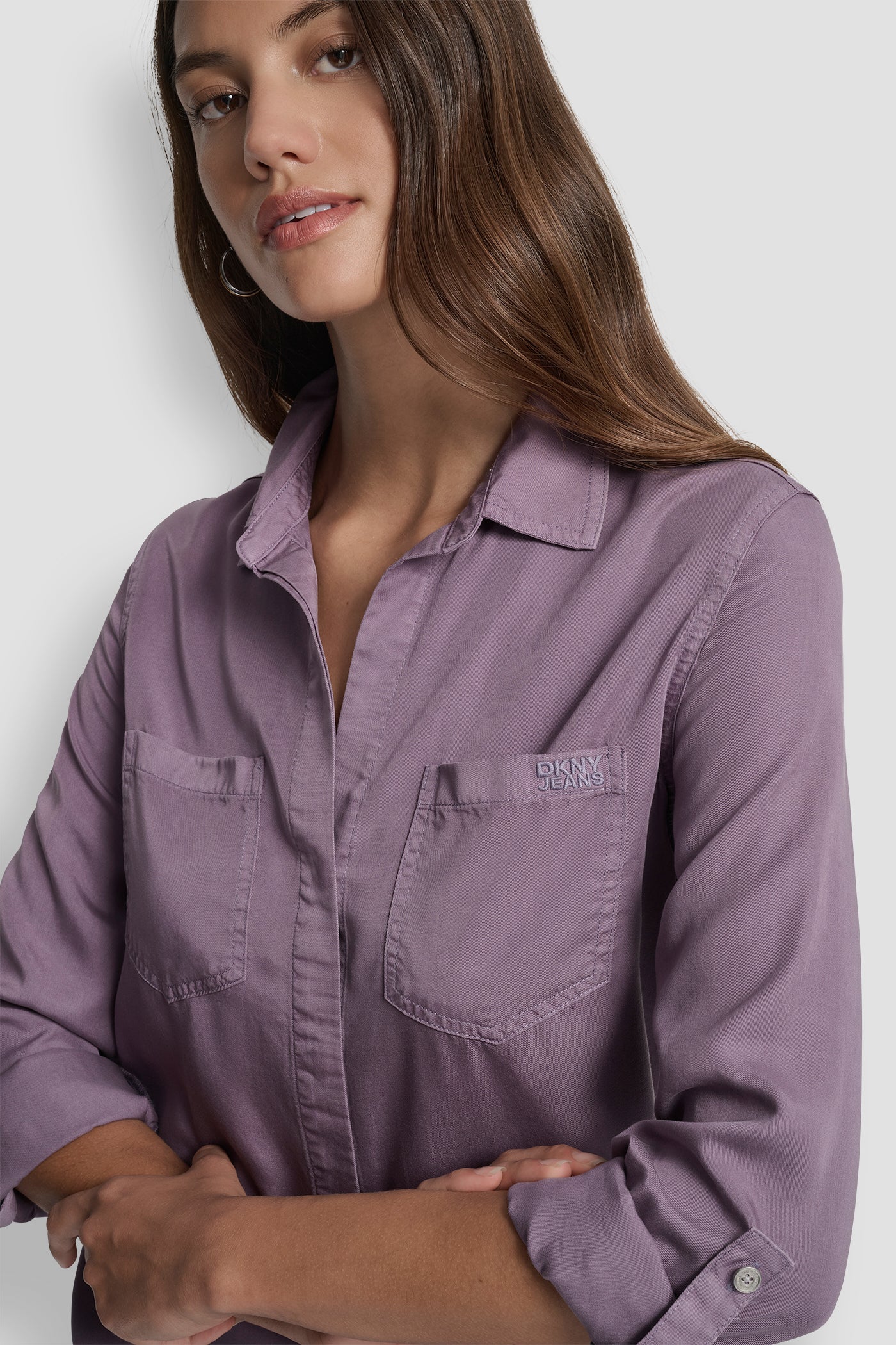 SPLIT BACK BUTTON FRONT WITH ROLL TAB VIEW 4 | WOMEN'S SWEATERS & TOPS