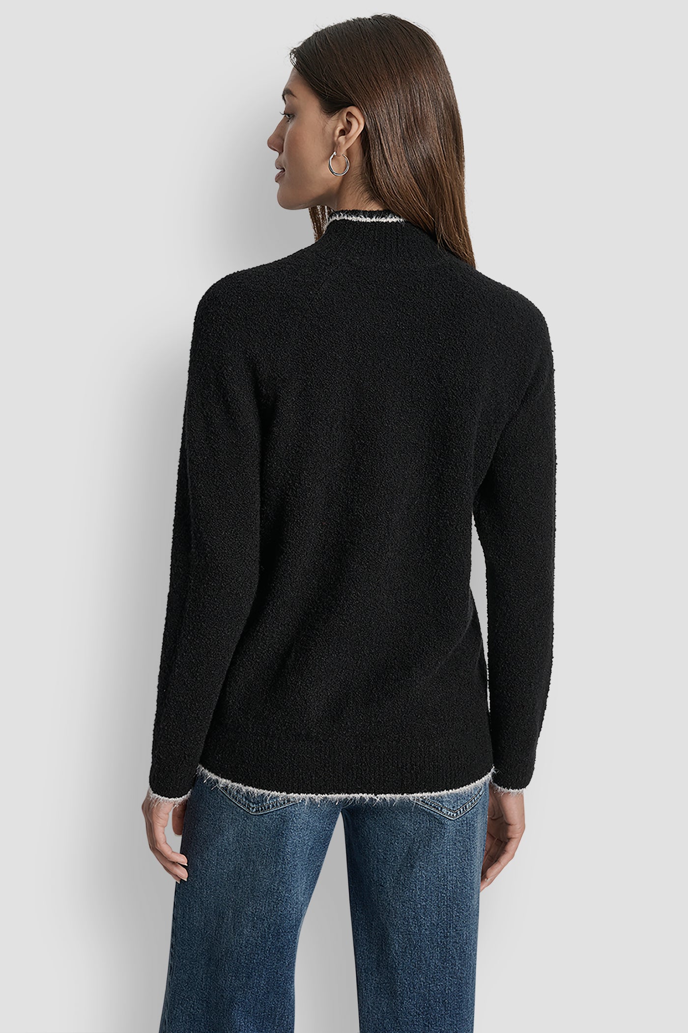 BLACK/GOLD DKNY TINSEL LOGO LONG SLEEVE RAGLAN SWEATER, BACK VIEW | WOMEN'S SWEATERS & TOPS