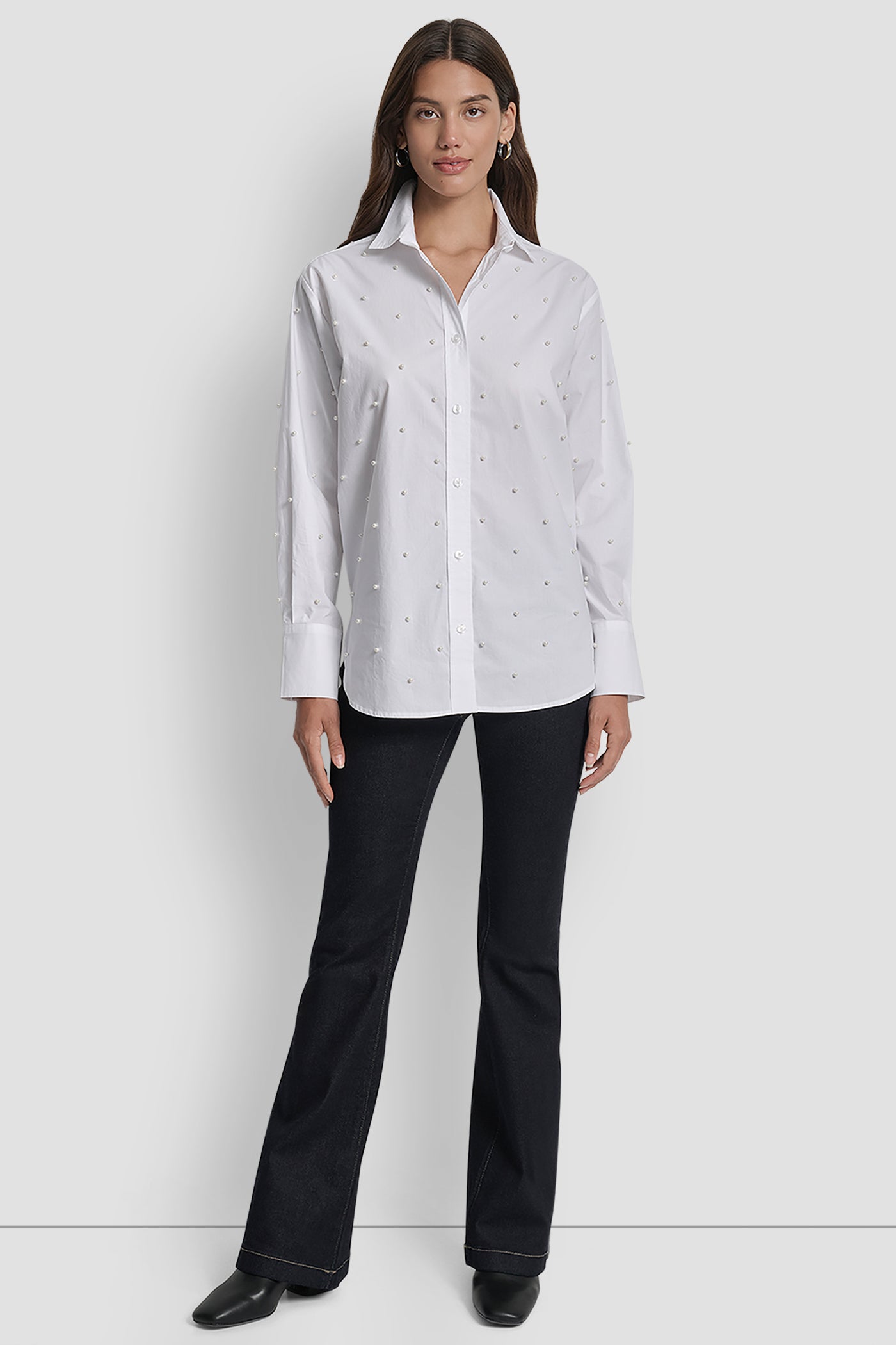 PEARL EMBELLISHED LONG SLEEVE BUTTON FRONT SHIRT VIEW 6 | WOMEN'S SWEATERS & TOPS