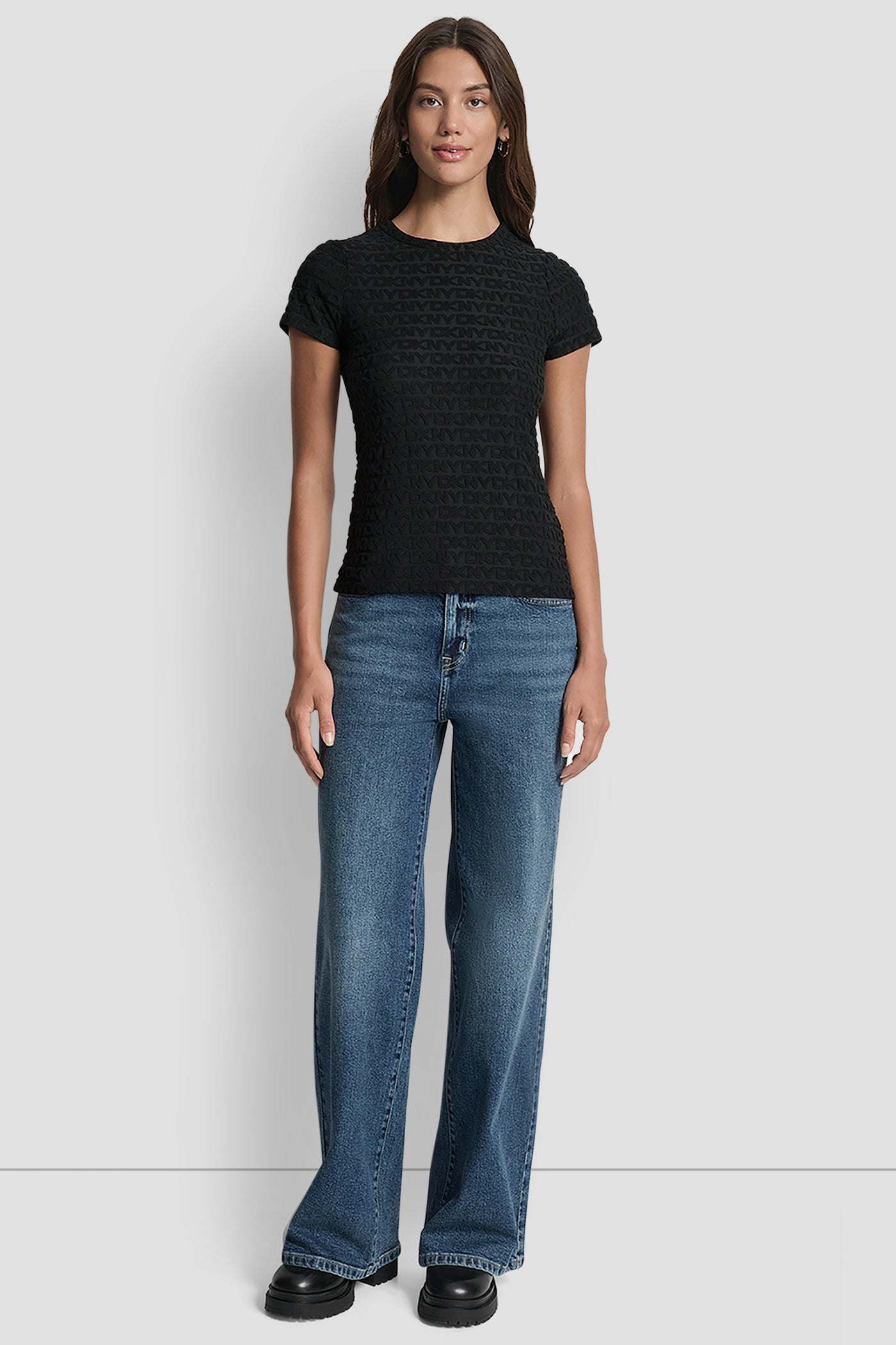 LOGO JACQUARD SHORT SLEEVE CREW NECK TEE VIEW 6 | DKNY JEANS