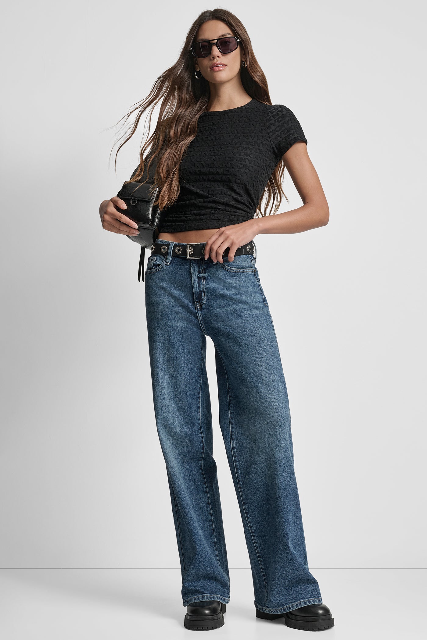 LOGO JACQUARD SHORT SLEEVE CREW NECK TEE VIEW 7 | DKNY JEANS