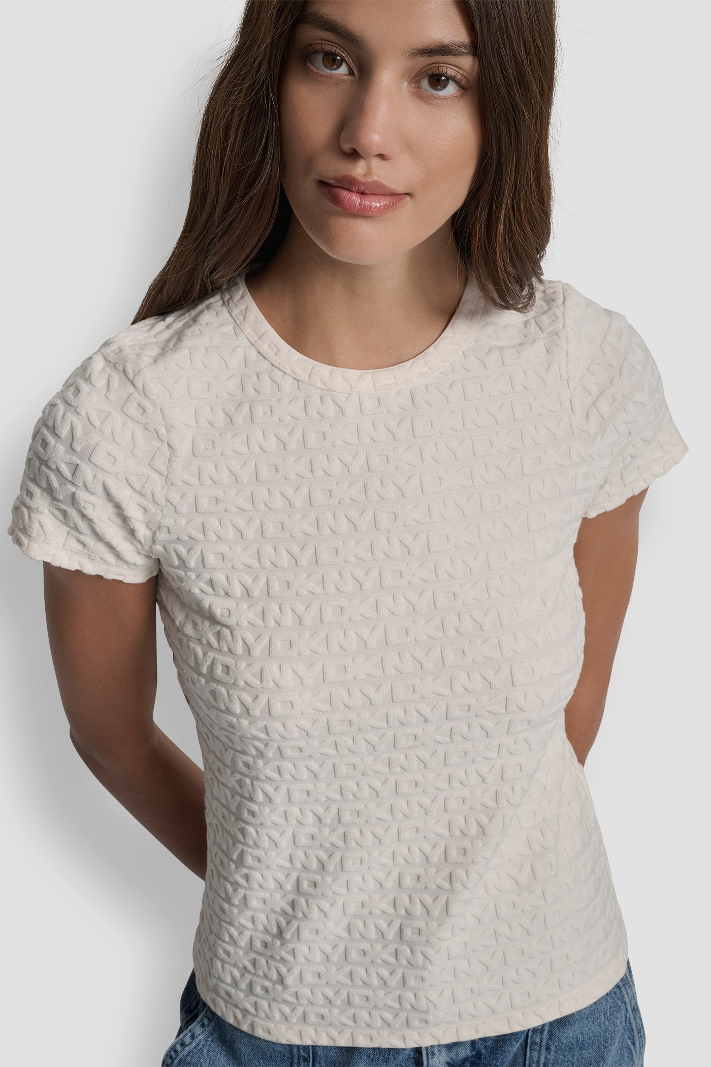 LOGO JACQUARD SHORT SLEEVE CREW NECK TEE VIEW 5 | DKNY JEANS