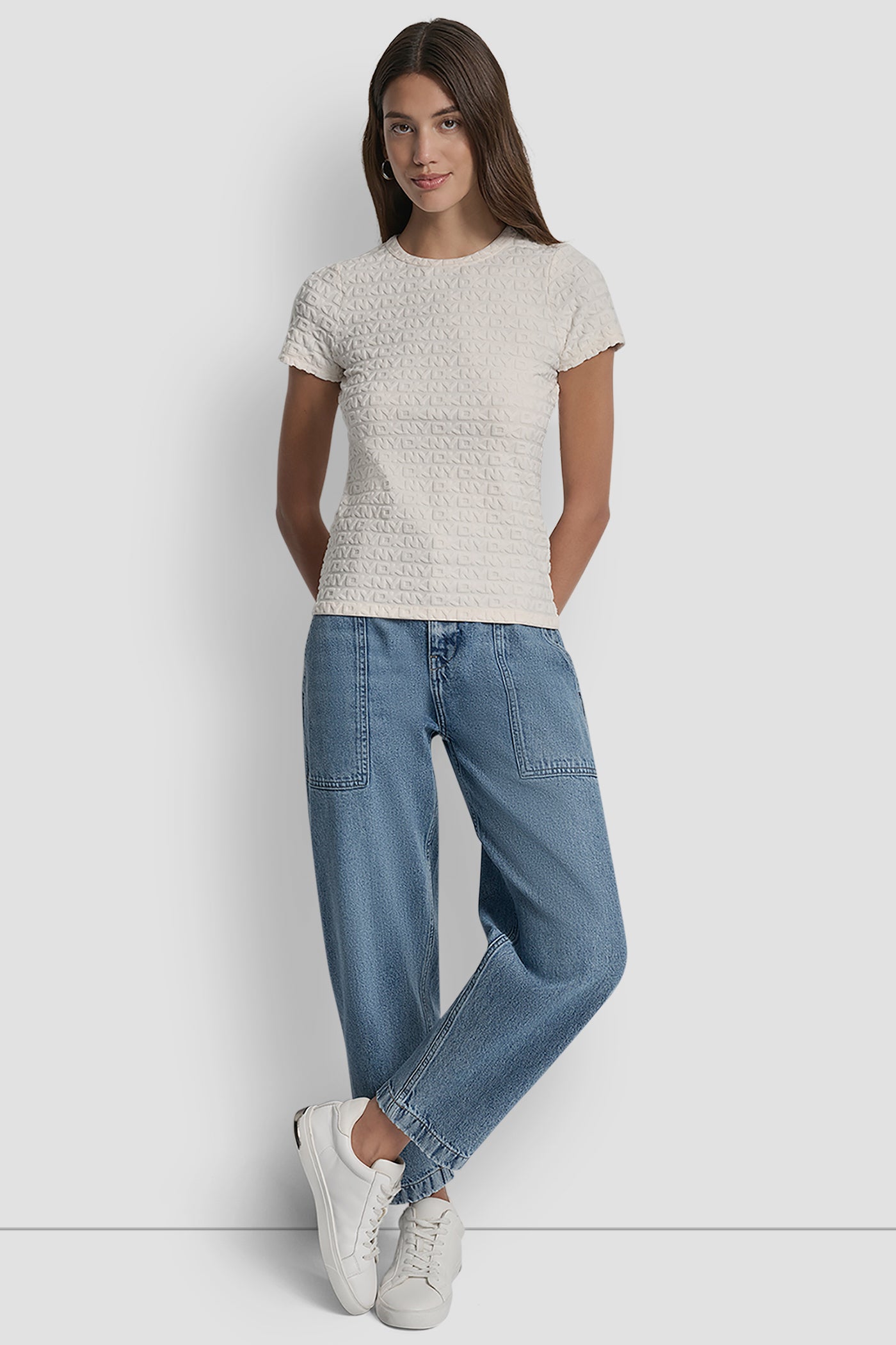 LOGO JACQUARD SHORT SLEEVE CREW NECK TEE VIEW 7 | DKNY JEANS