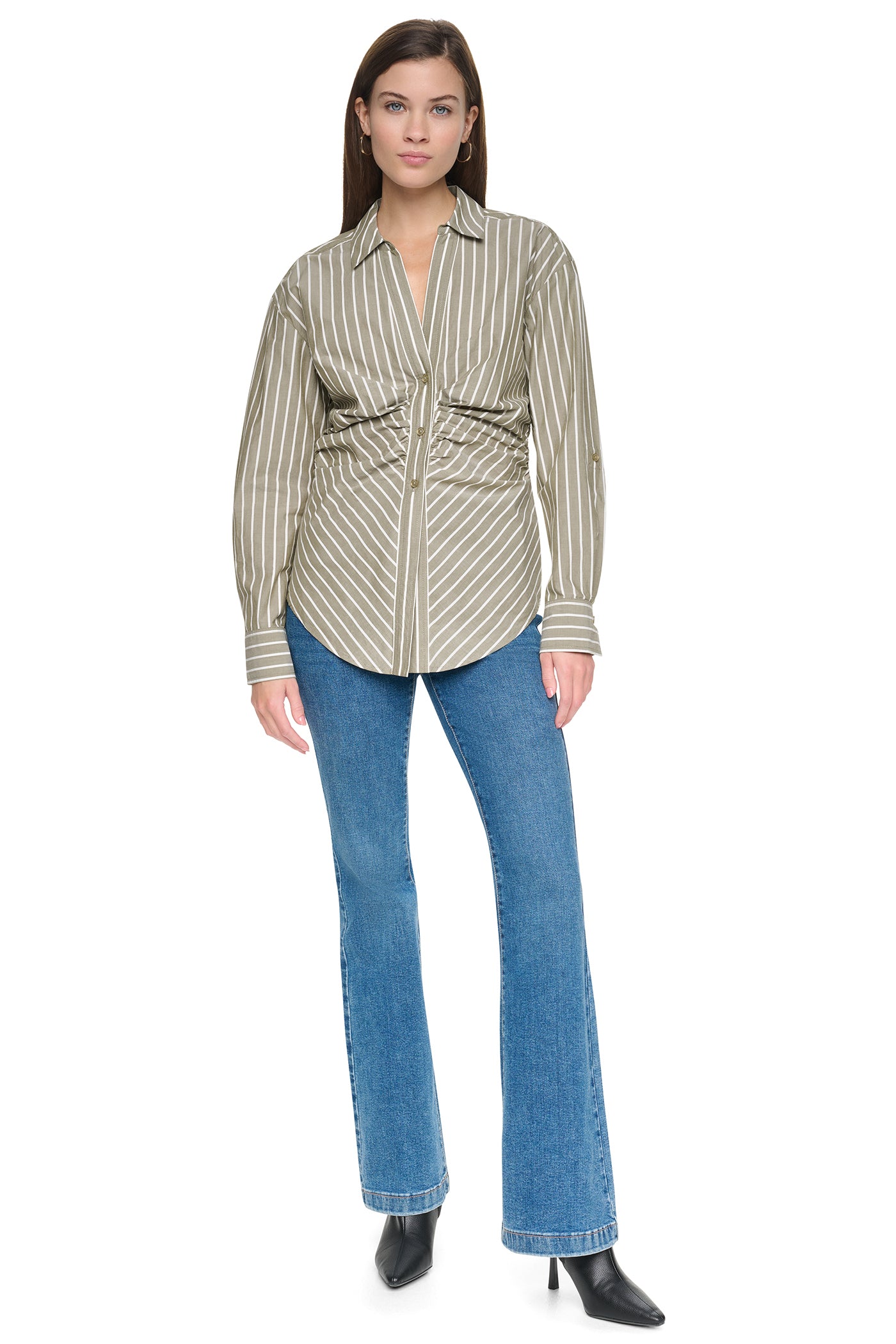STRIPED RUCHED SHIRT VIEW 7