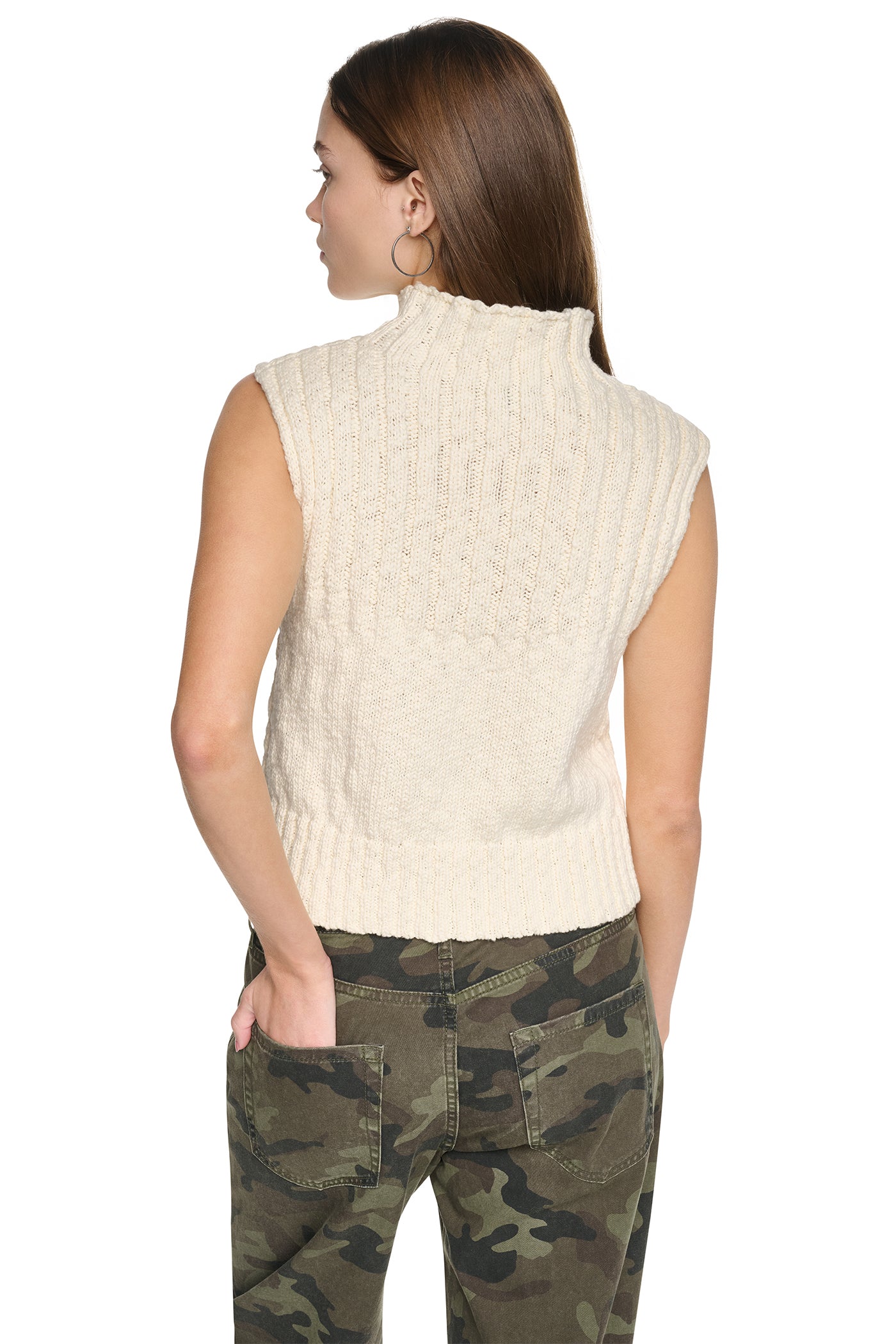 RIBBED MOCK-NECK SWEATER VEST VIEW 3