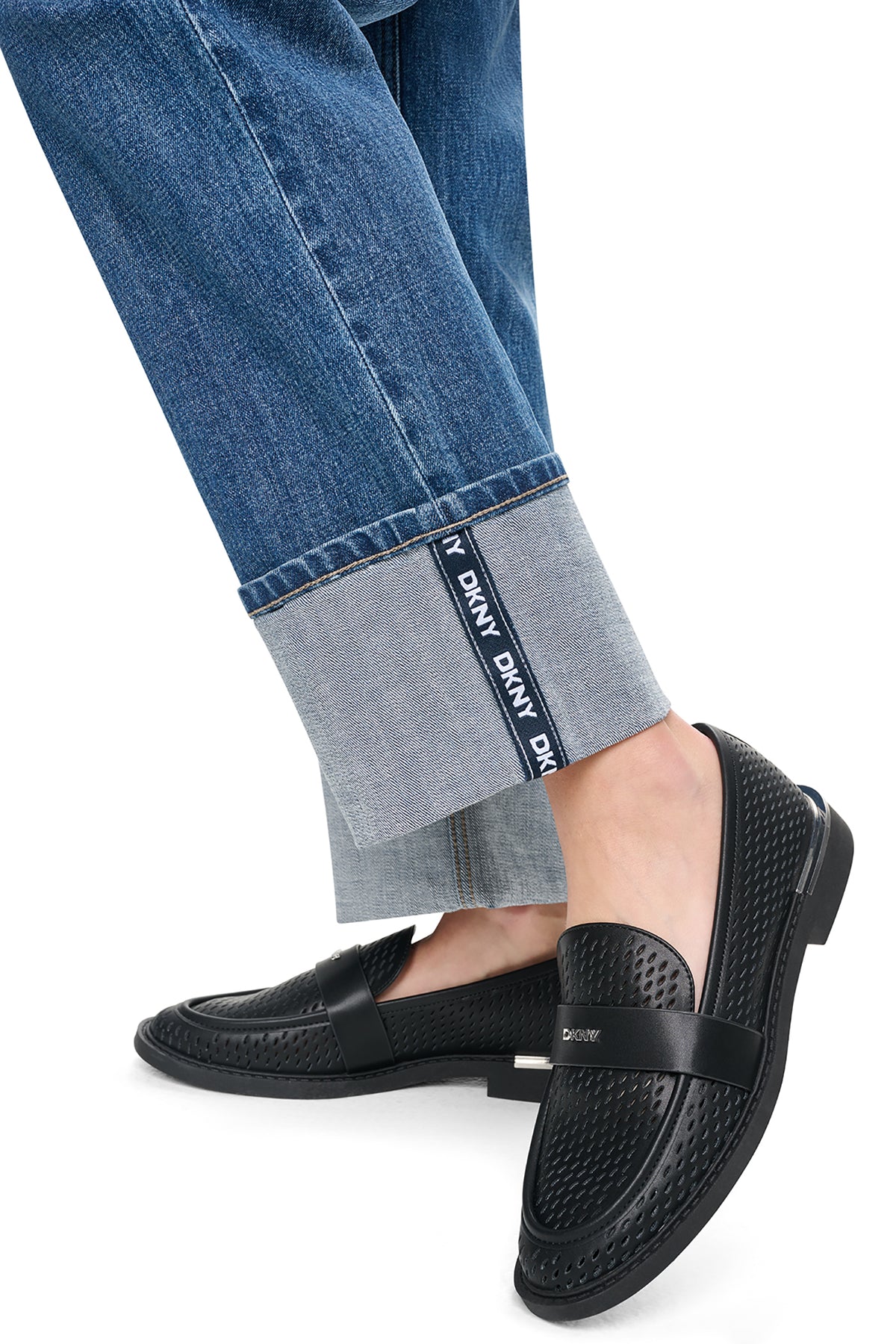 HIGH-RISE LOGO CUFF STRAIGHT LEG JEAN VIEW 2