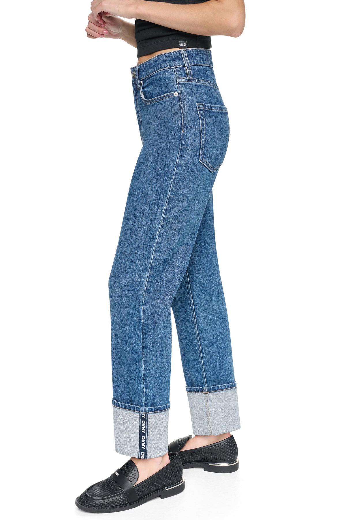 HIGH-RISE LOGO CUFF STRAIGHT LEG JEAN View 2 | New clothing