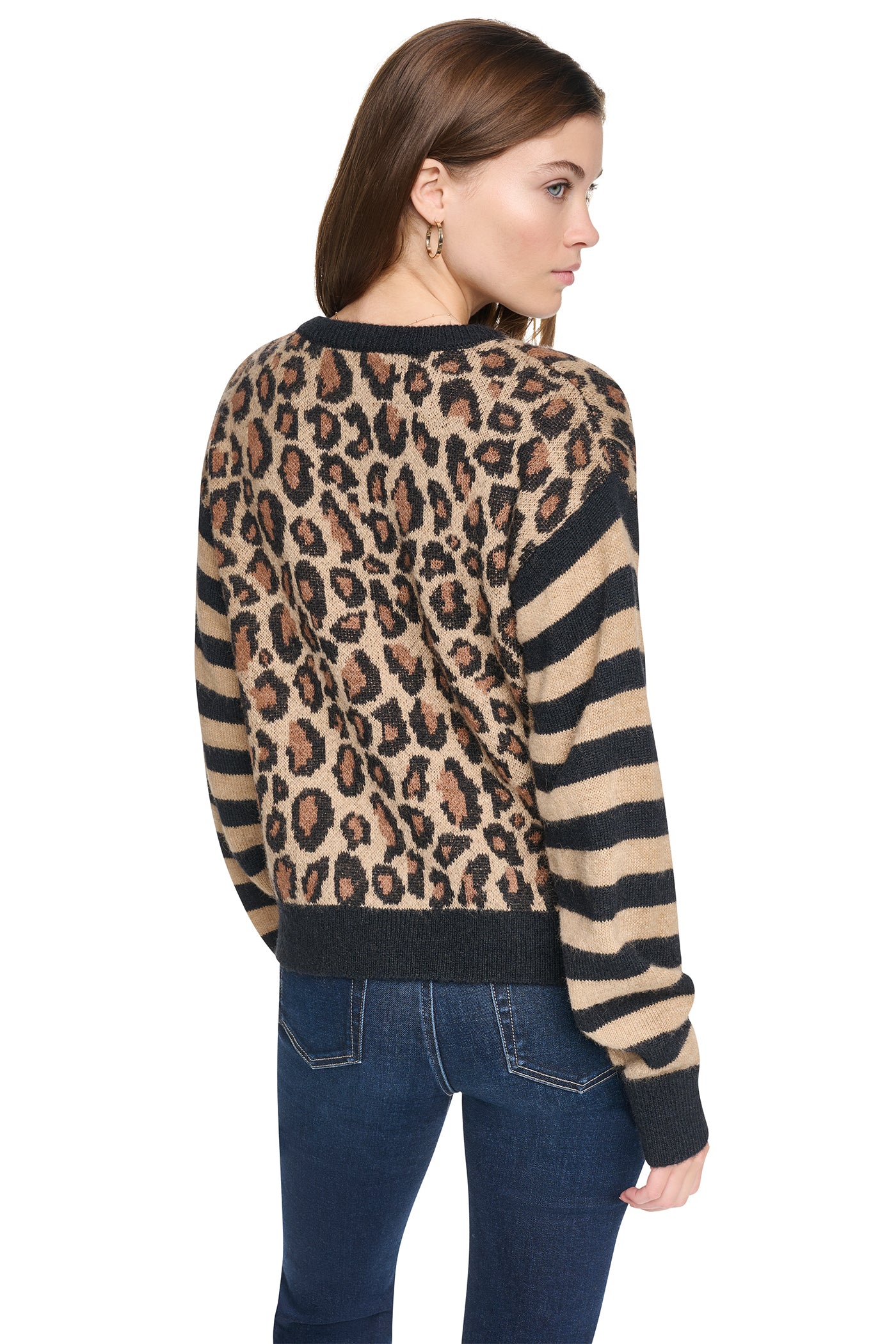 MIXED CHEETAH AND STRIPE CARDIGAN VIEW 3