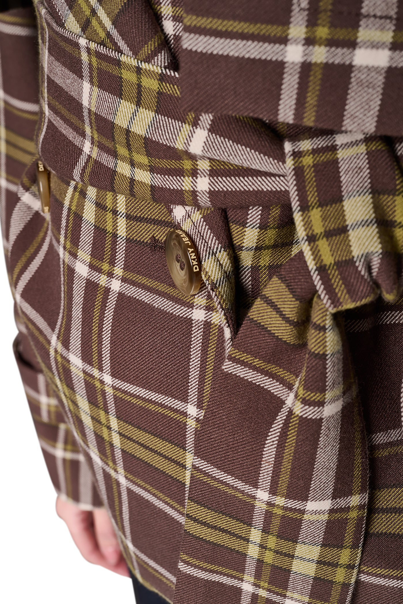 PLAID DOUBLE BREASTED SHORT TRENCH VIEW 5