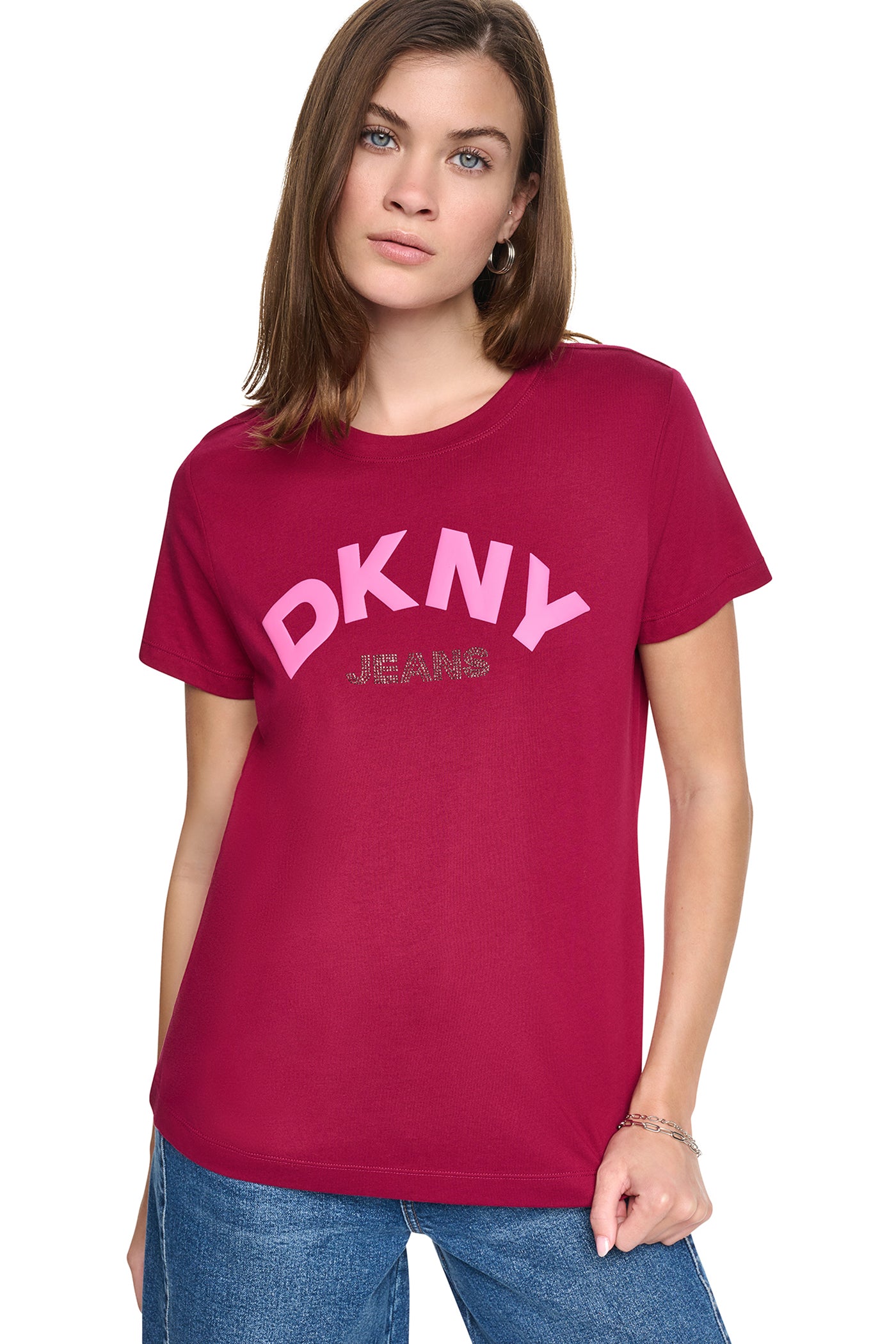 ARCHED RHINESTONE LOGO TEE VIEW 1