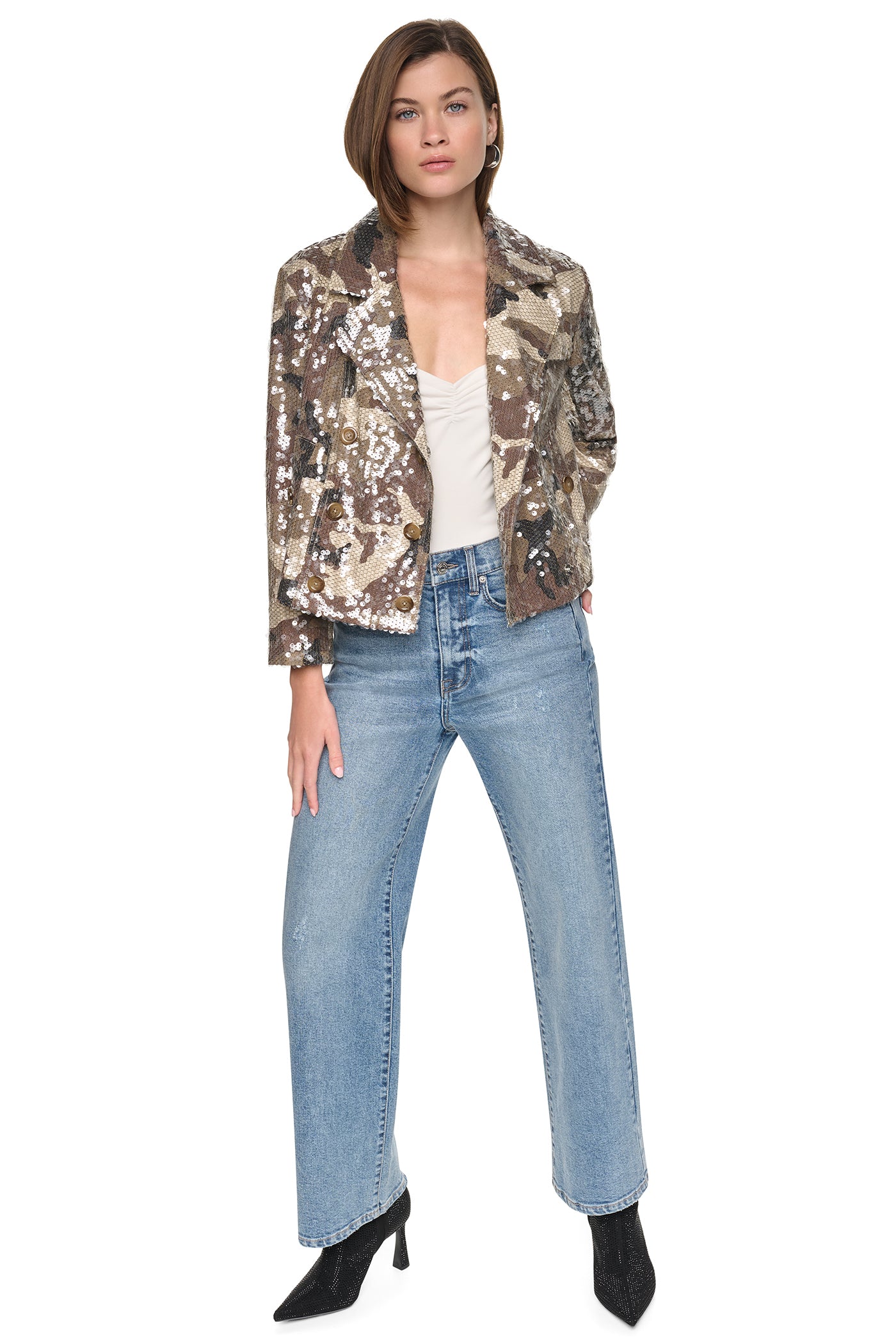 SEQUIN DOUBLE BREASTED TRENCH COAT VIEW 5