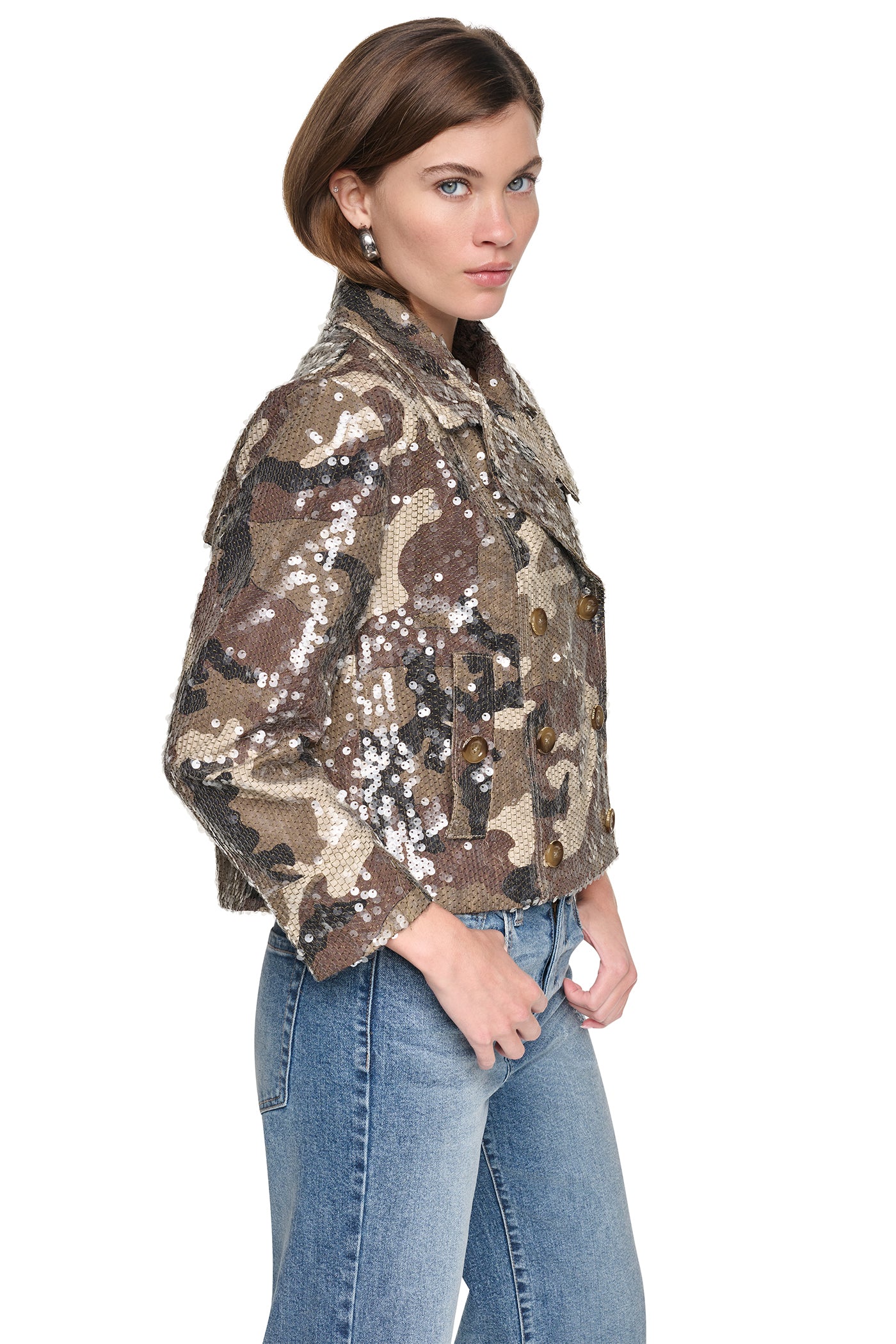 SEQUIN DOUBLE BREASTED TRENCH COAT VIEW 4