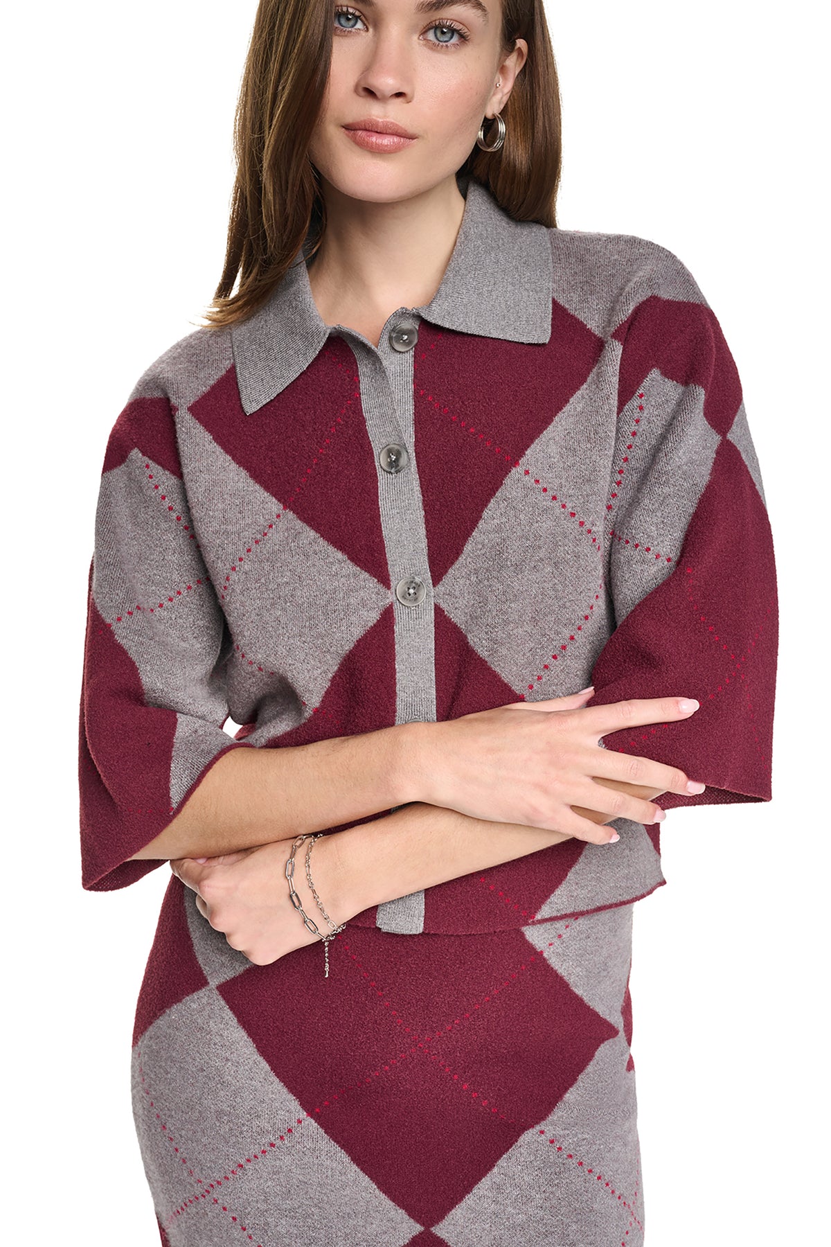 FUZZY ARGYLE CARDIGAN VIEW 2