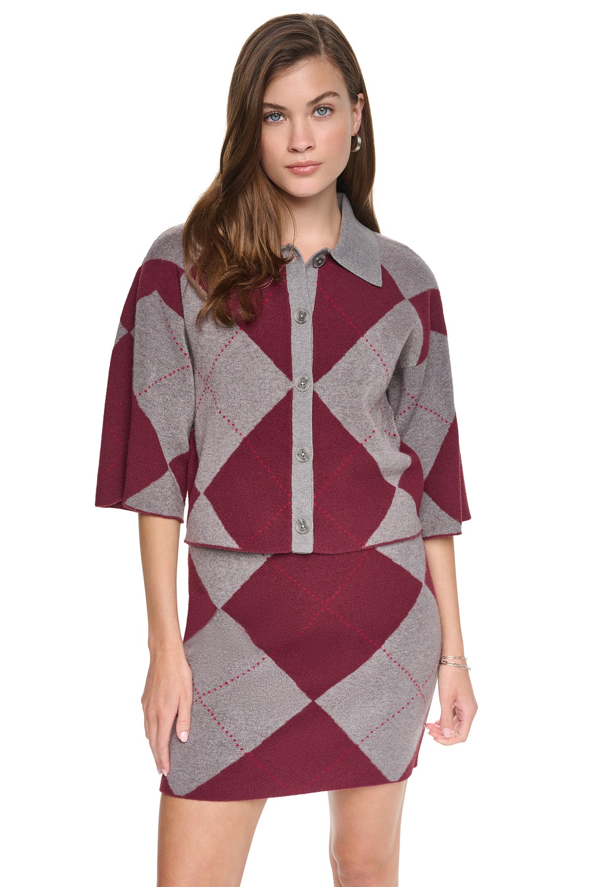FUZZY ARGYLE CARDIGAN VIEW 2