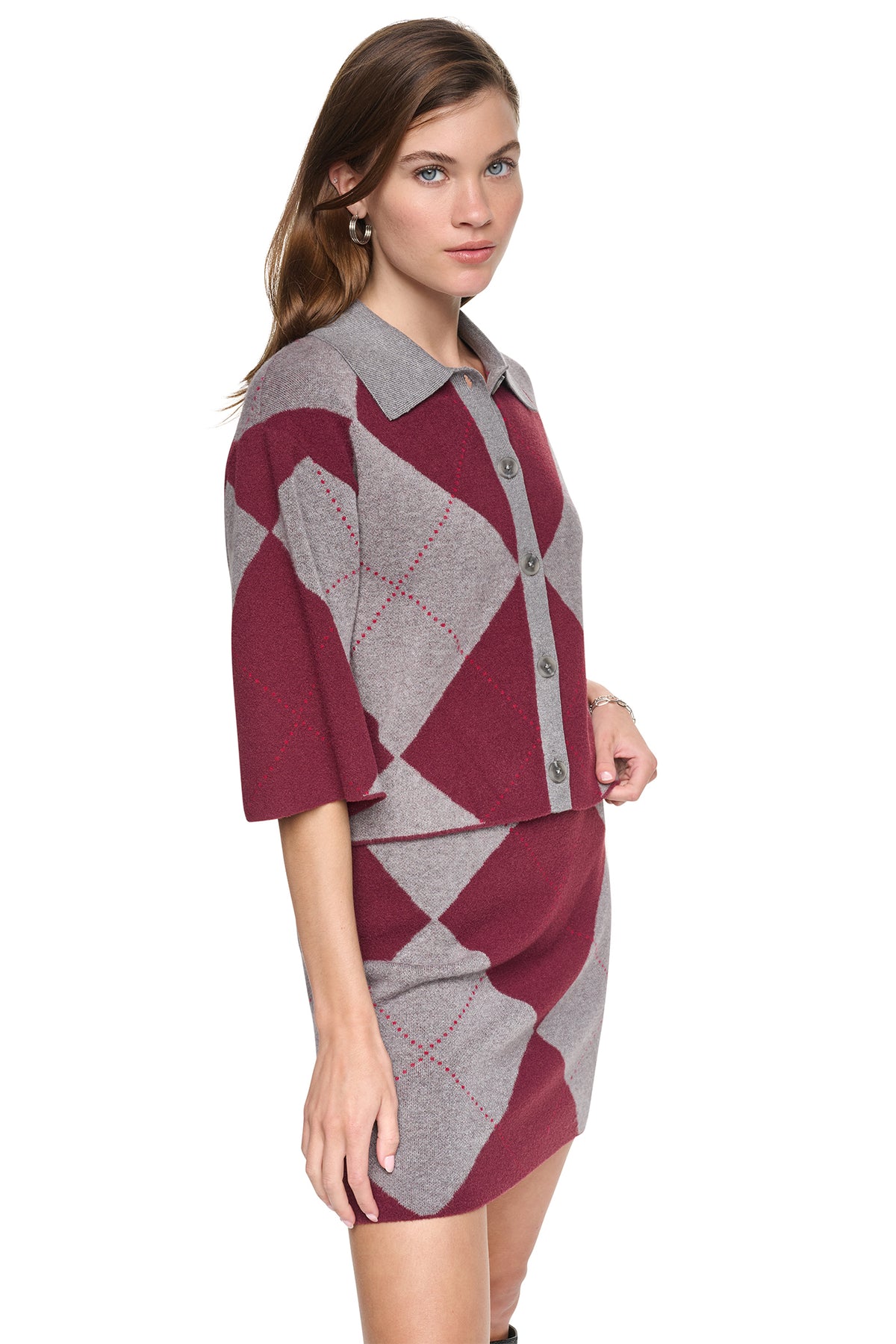 FUZZY ARGYLE CARDIGAN VIEW 2