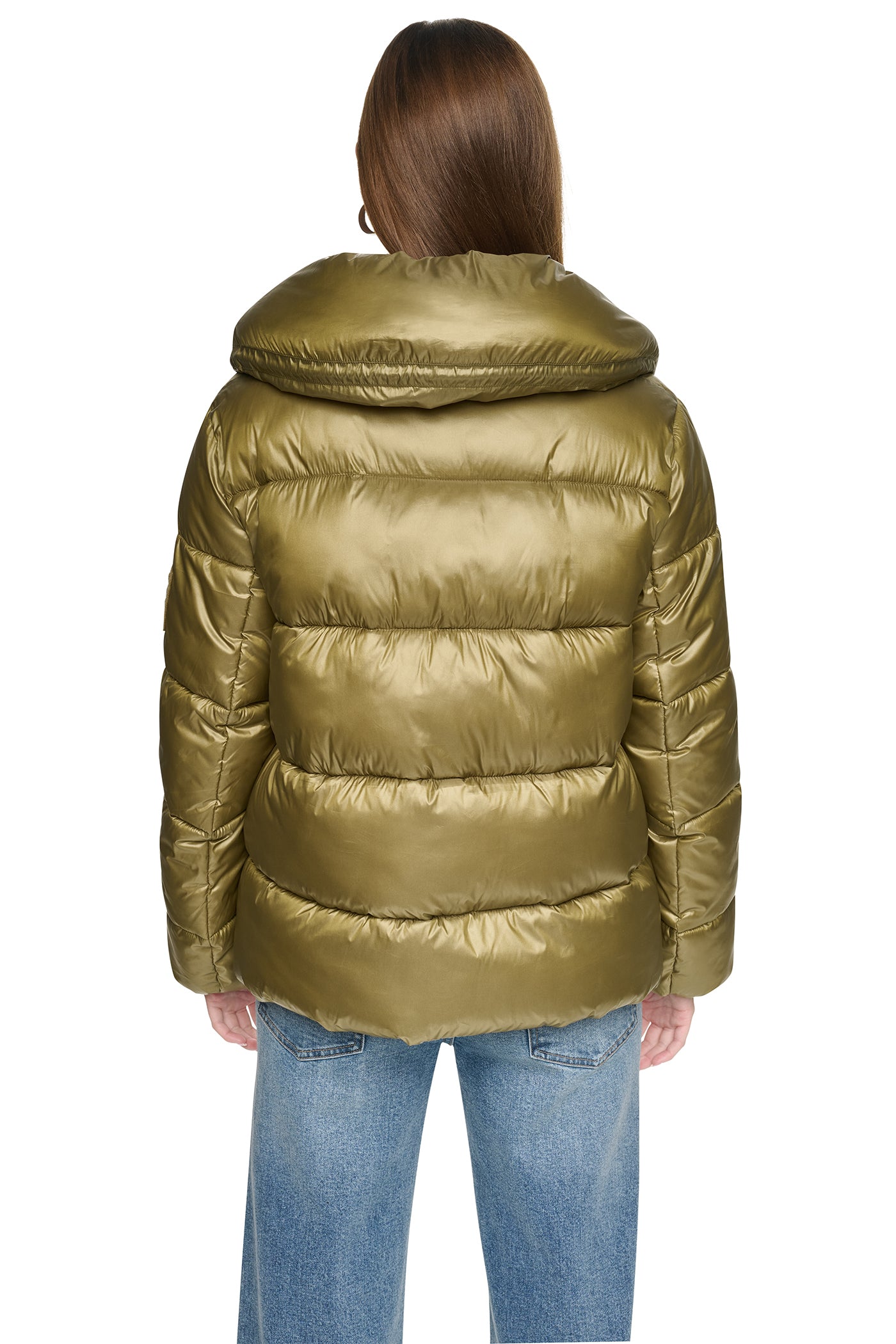 QUILTED PUFFER WITH DRAMA COLLAR VIEW 3