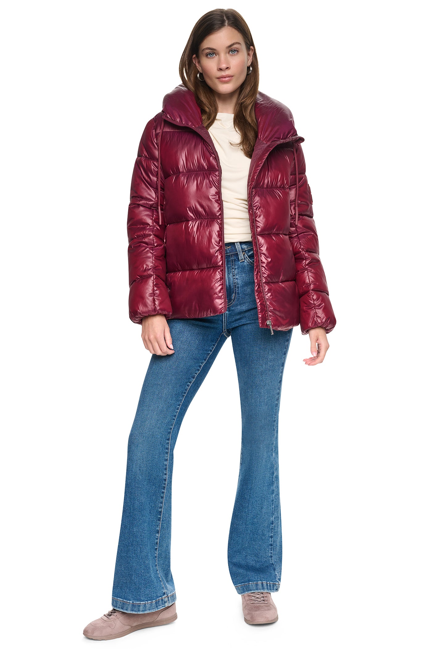 QUILTED PUFFER WITH DRAMA COLLAR VIEW 5