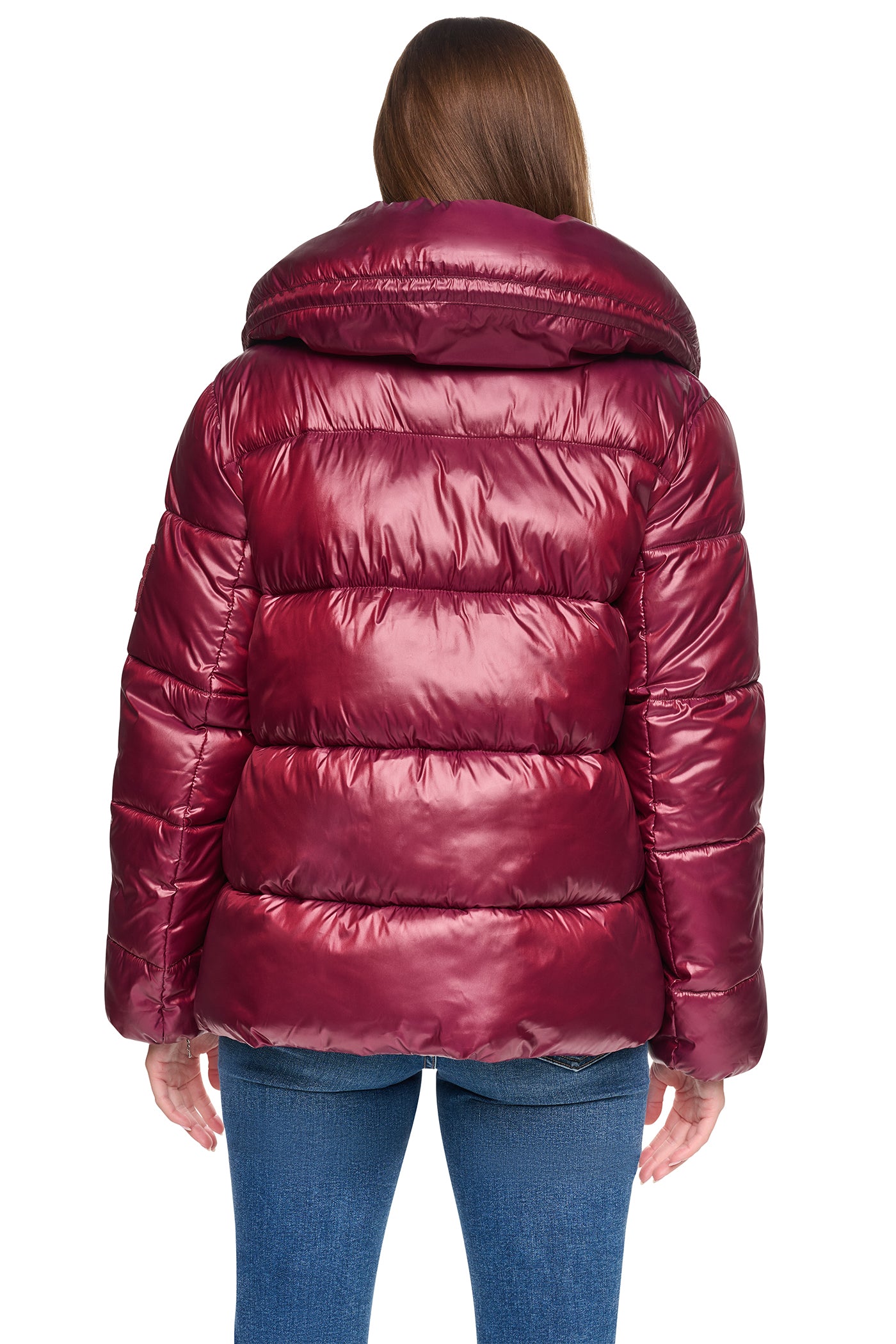 QUILTED PUFFER WITH DRAMA COLLAR VIEW 4