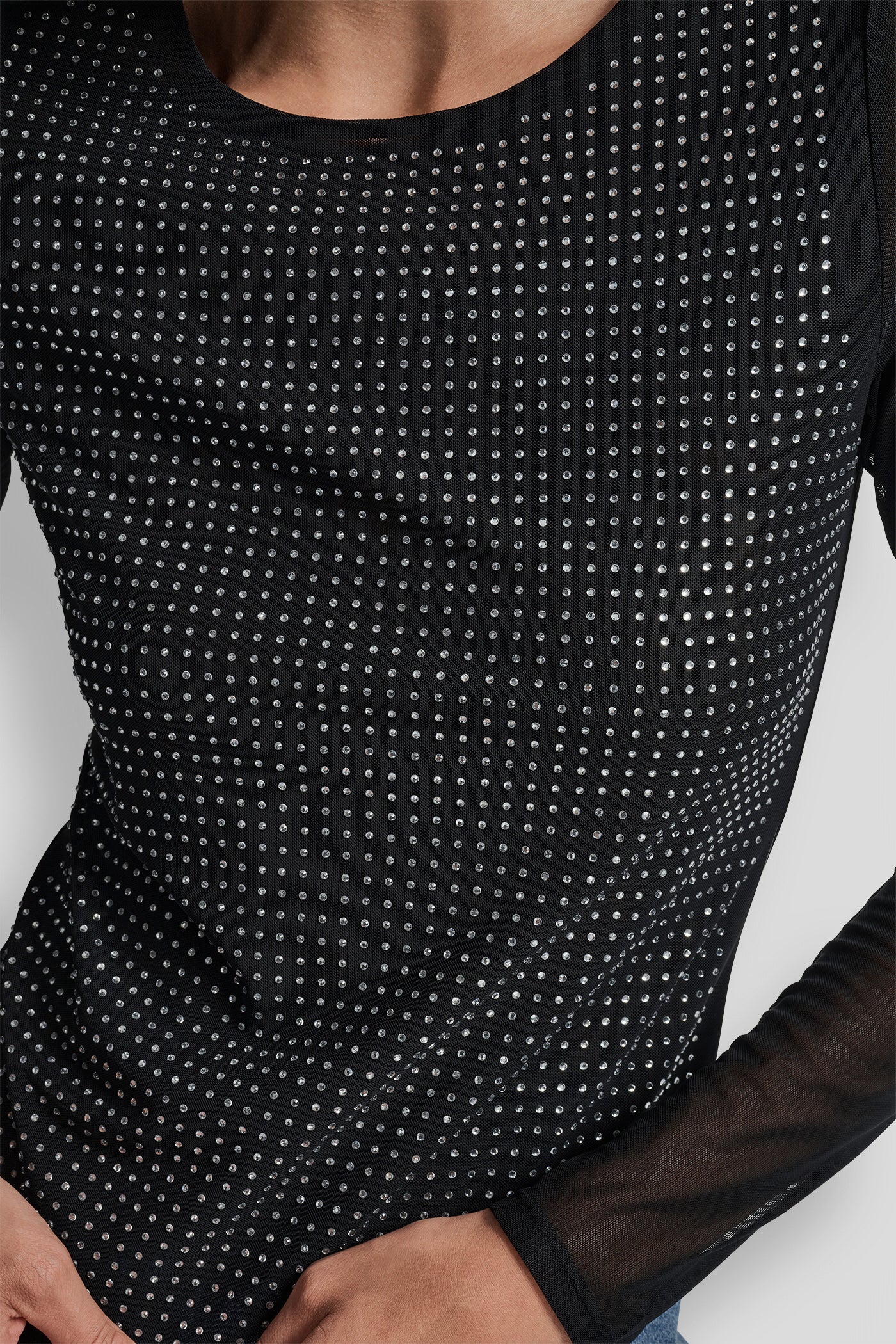 DOME STUDS MESH LONG SLEEVE TOP VIEW 5 | All Products