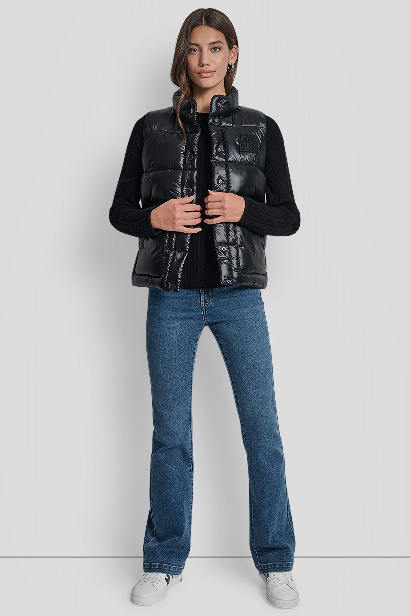 QUILTED MOCK NECK LOGO PUFFER VEST VIEW 6 | Jackets & Trench Coats
