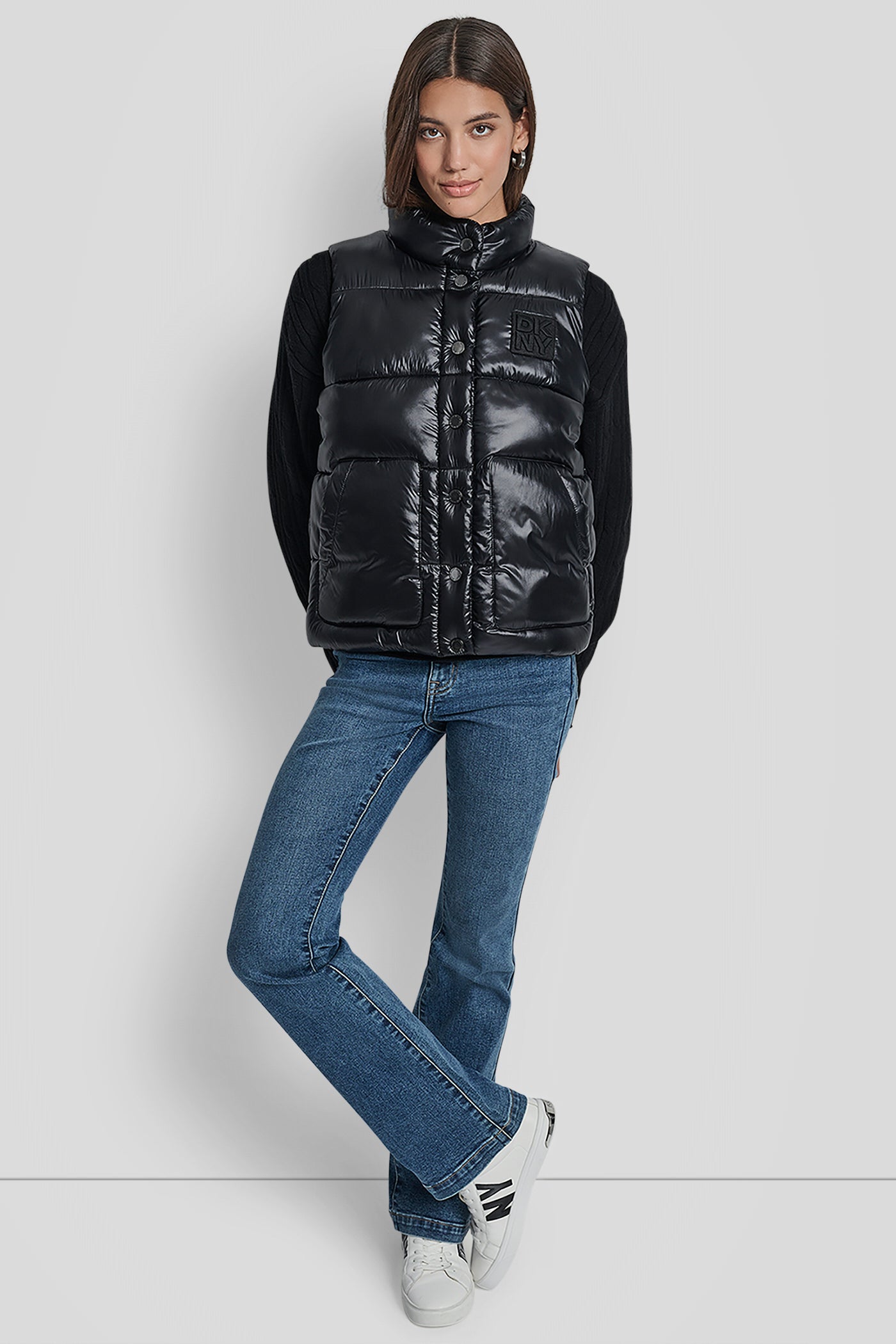 QUILTED MOCK NECK LOGO PUFFER VEST VIEW 7 | Jackets & Trench Coats