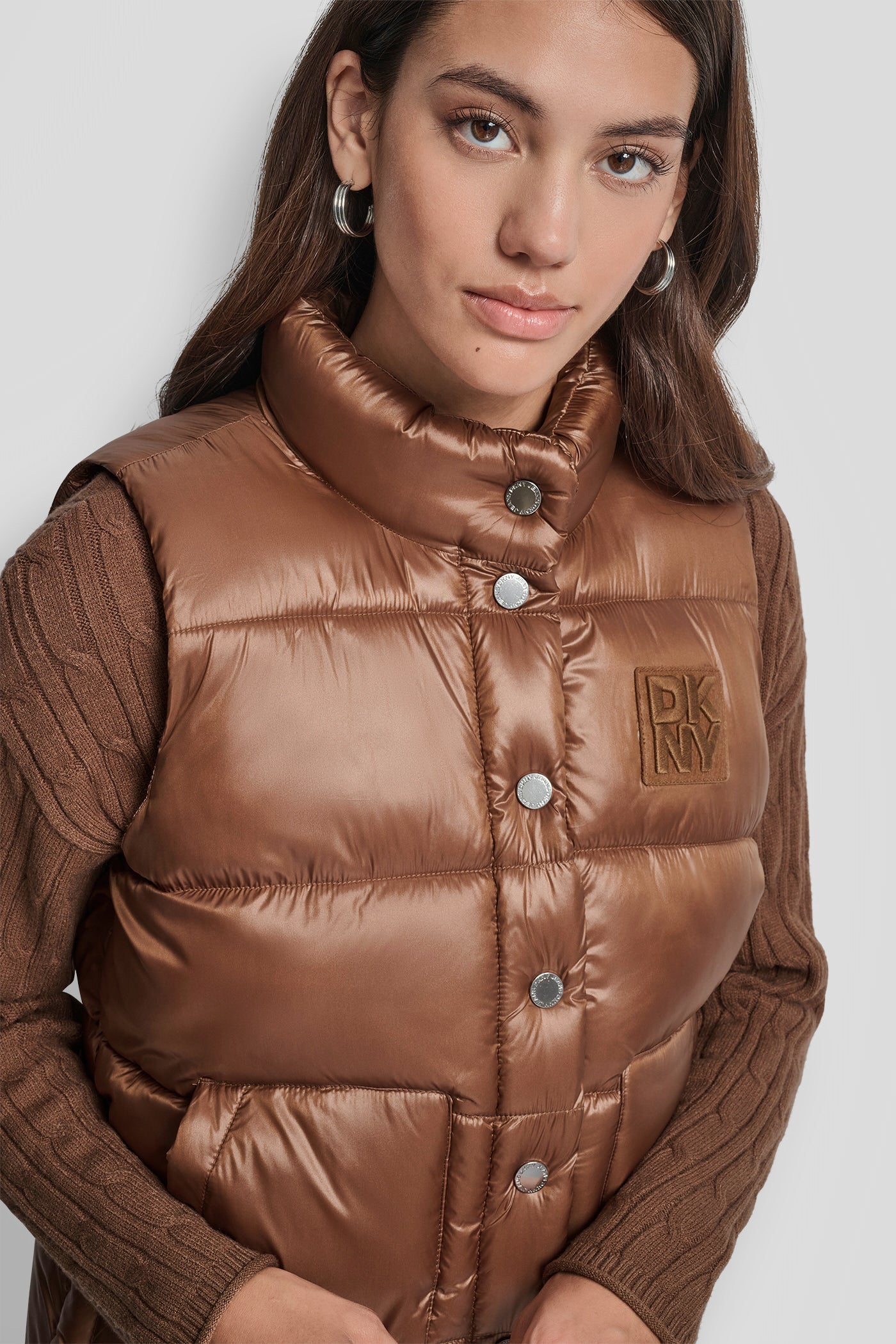 QUILTED MOCK NECK LOGO PUFFER VEST VIEW 5 | Jackets & Trench Coats