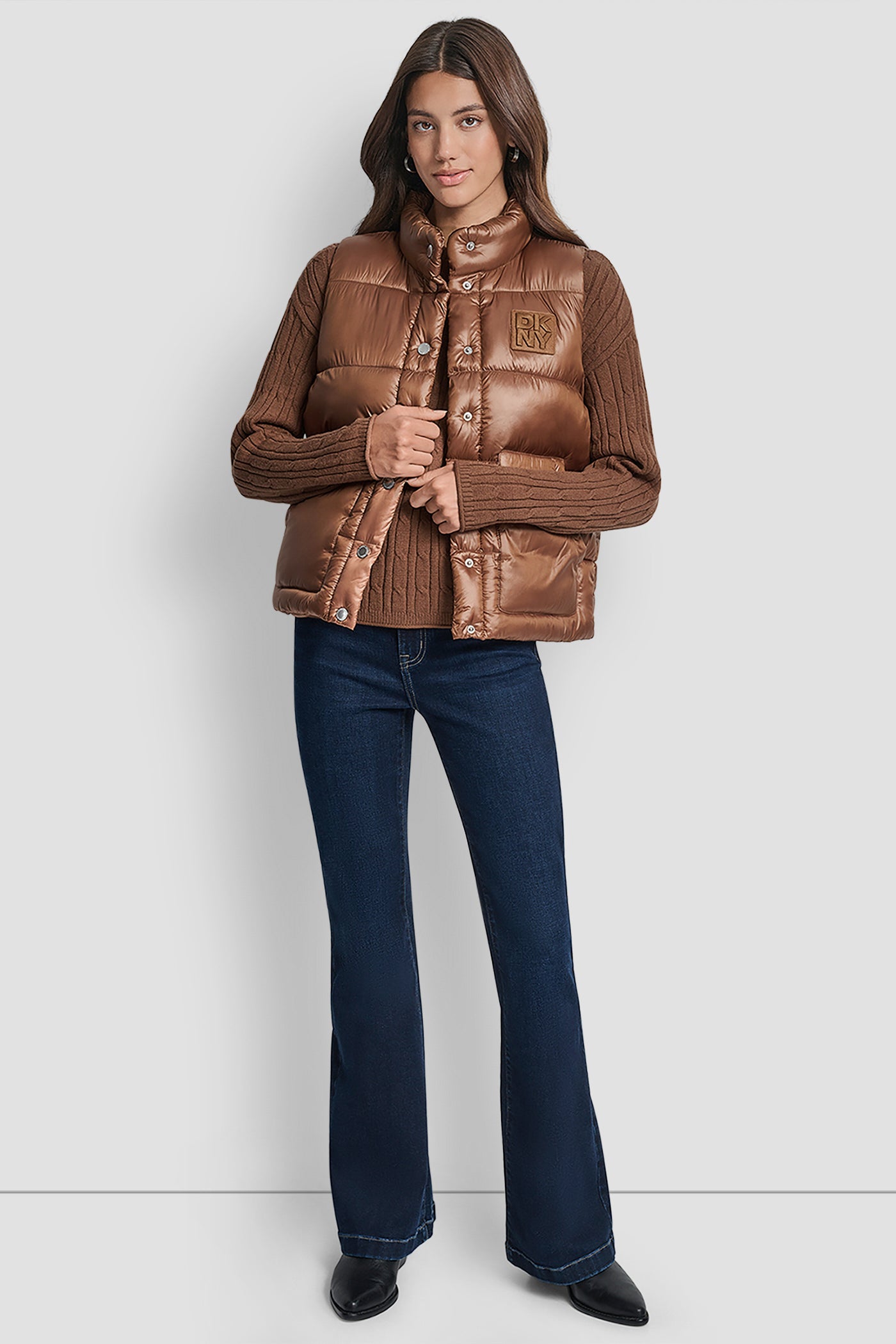 QUILTED MOCK NECK LOGO PUFFER VEST VIEW 7 | Jackets & Trench Coats