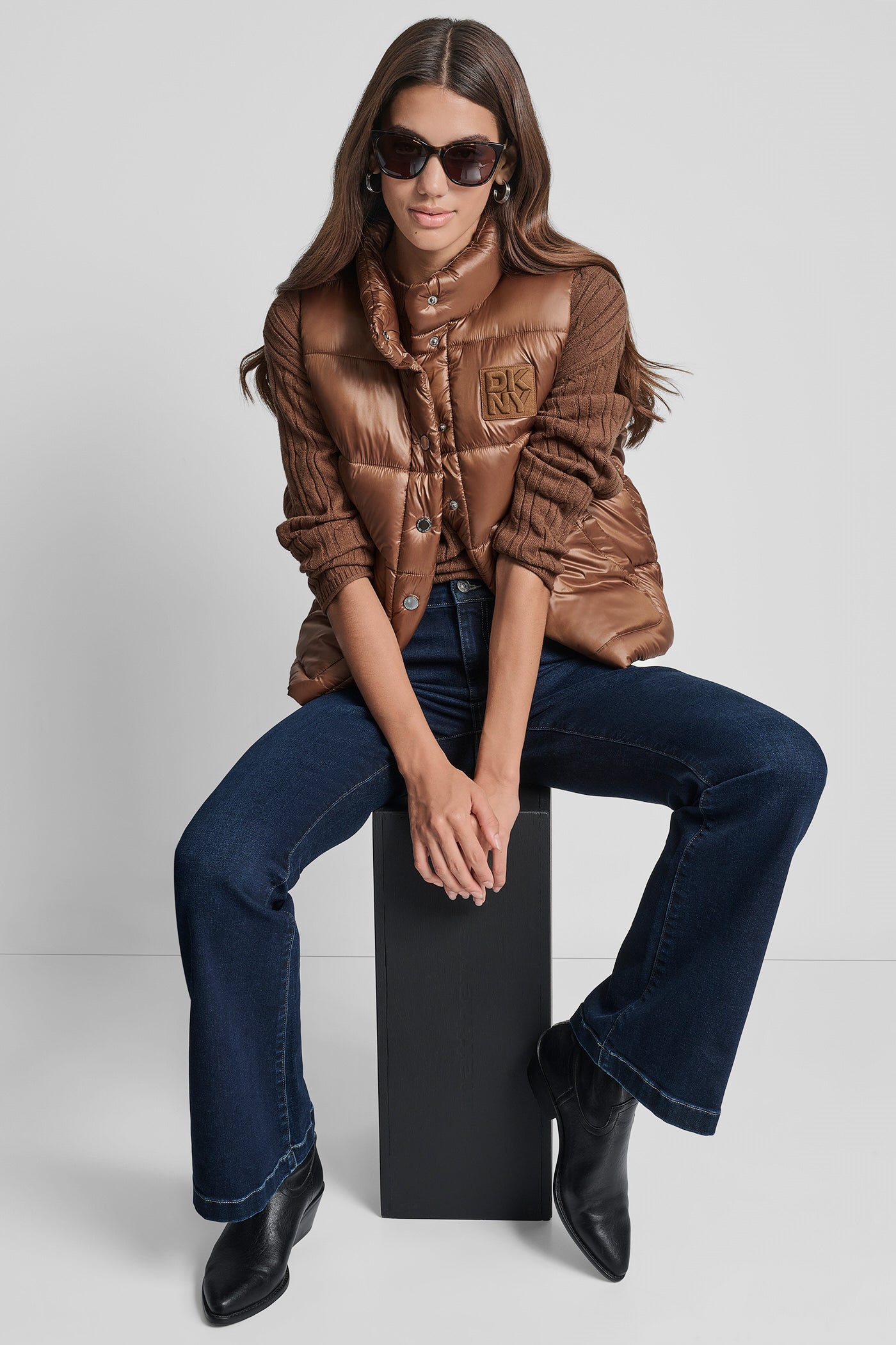 QUILTED MOCK NECK LOGO PUFFER VEST VIEW 8 | Jackets & Trench Coats