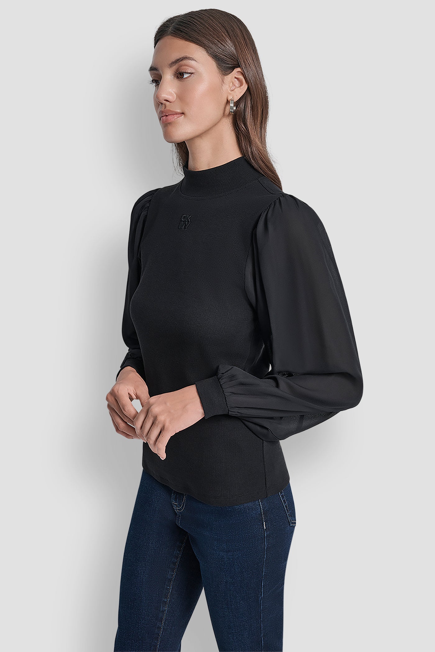 PUFF SLEEVE MIXED MEDIA TOP VIEW 3 | New clothing