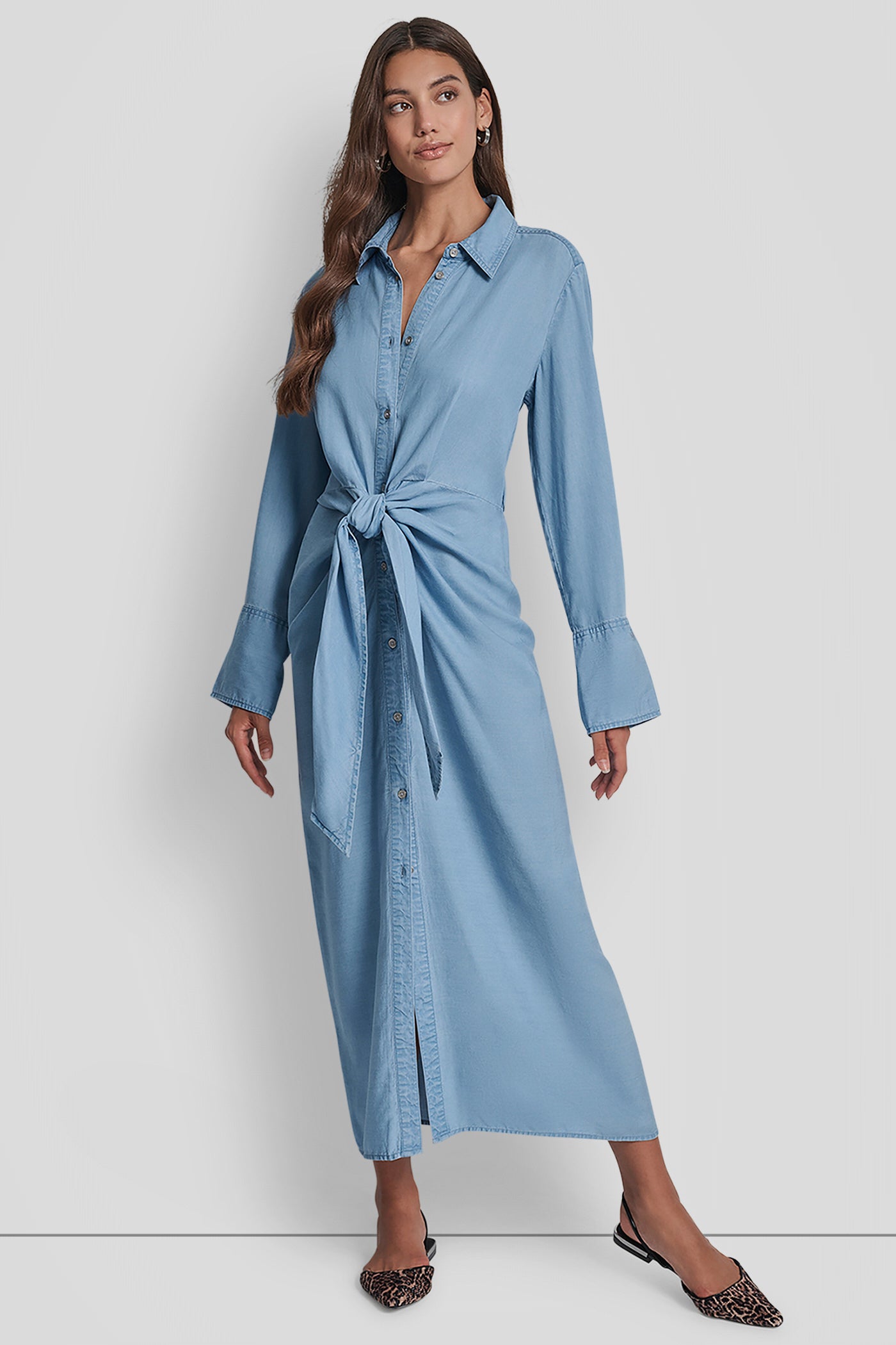 GARMENT DYE LONG SLEEVE BUTTON FRONT SHIRTDRESS VIEW 7 | Dresses & Jumpsuits