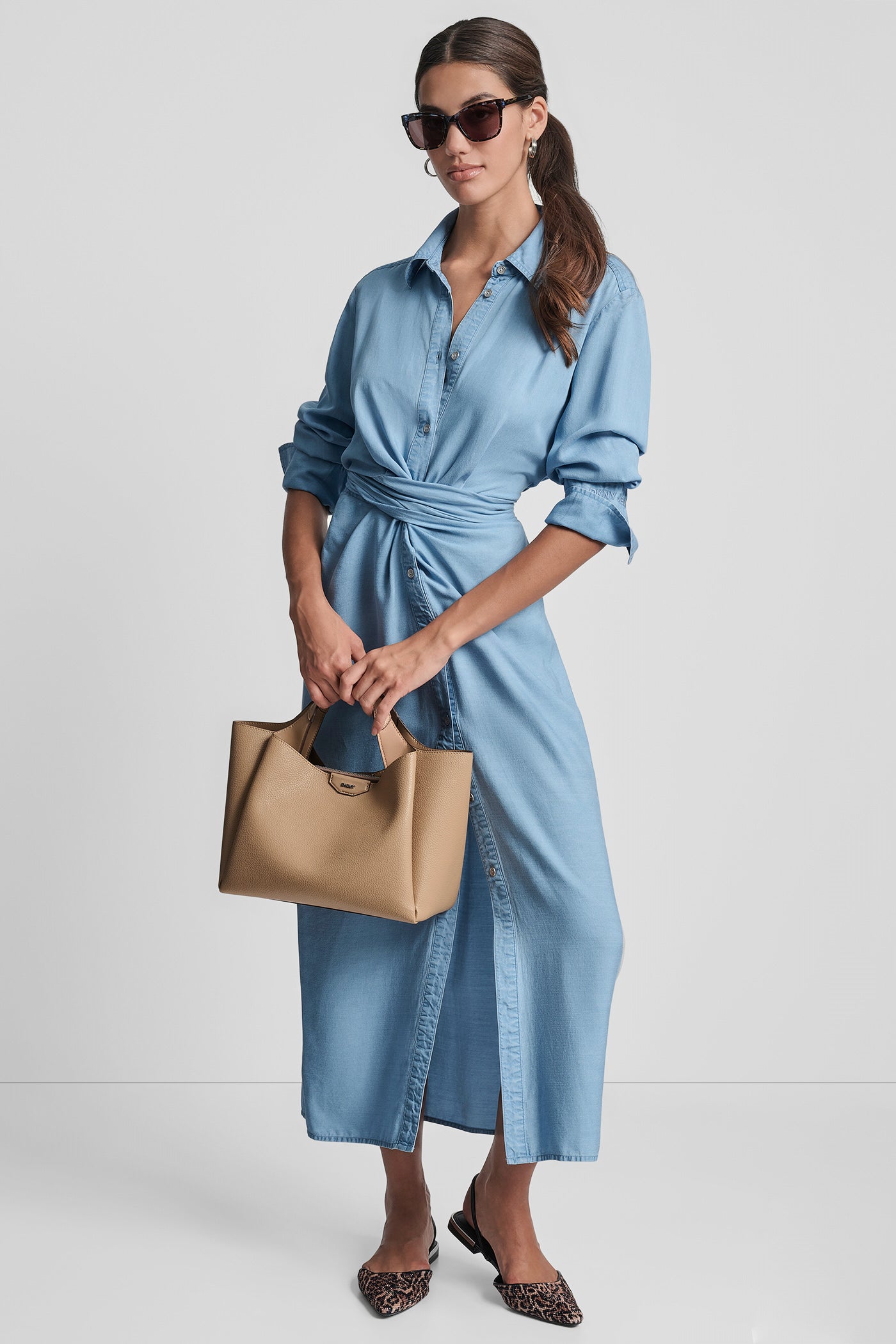 GARMENT DYE LONG SLEEVE BUTTON FRONT SHIRTDRESS VIEW 8 | Dresses & Jumpsuits
