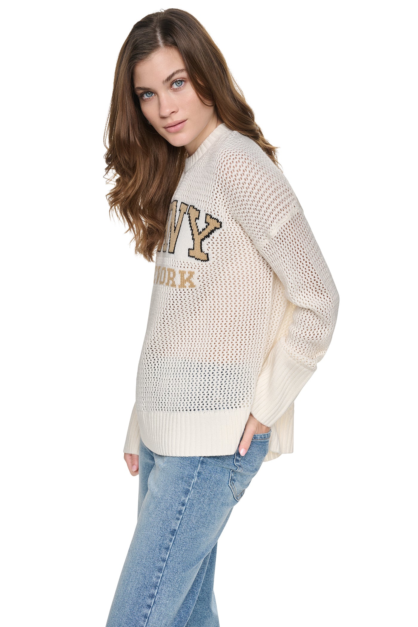 OPEN STITCH VARSITY LOGO SWEATER VIEW 4