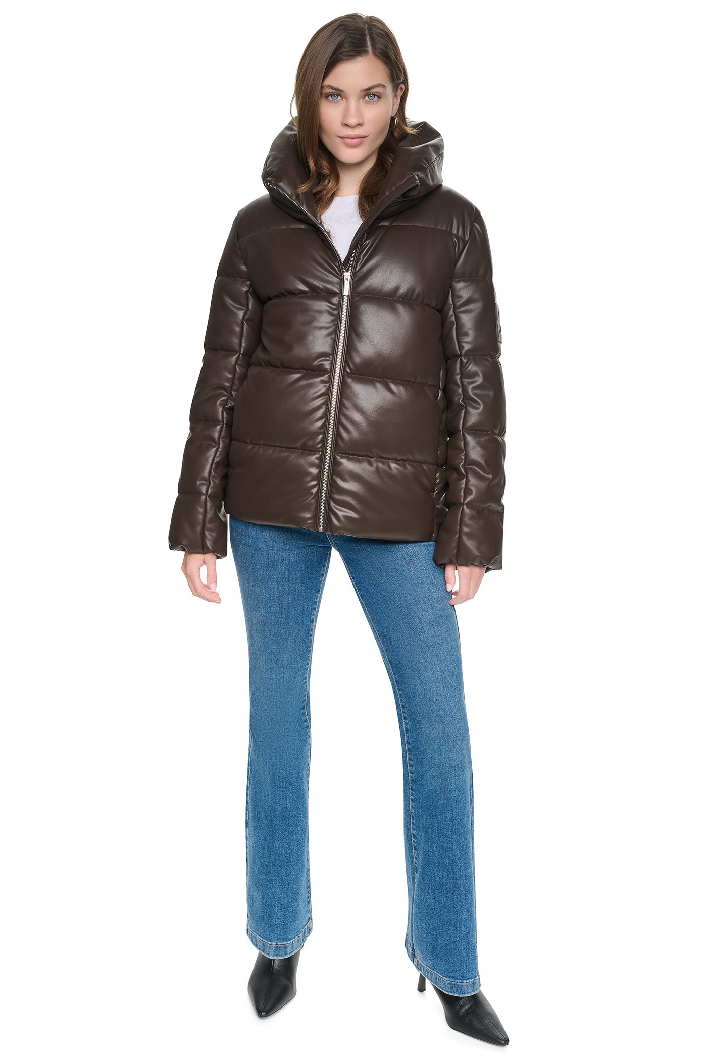 FAUX LEATHER PUFFER JACKET VIEW 7