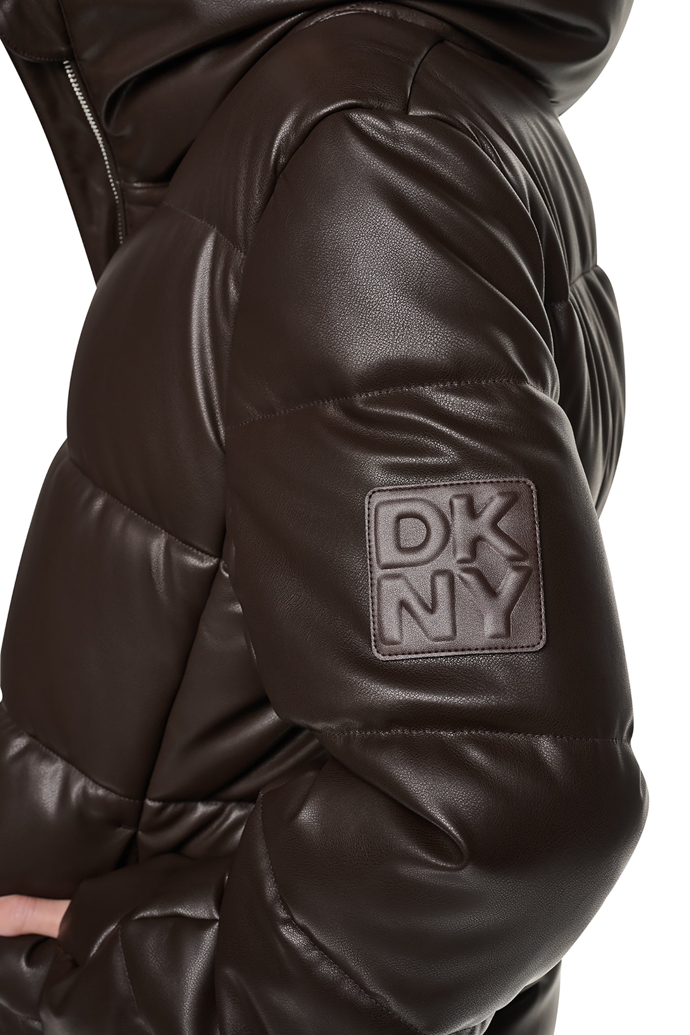 FAUX LEATHER PUFFER JACKET VIEW 2