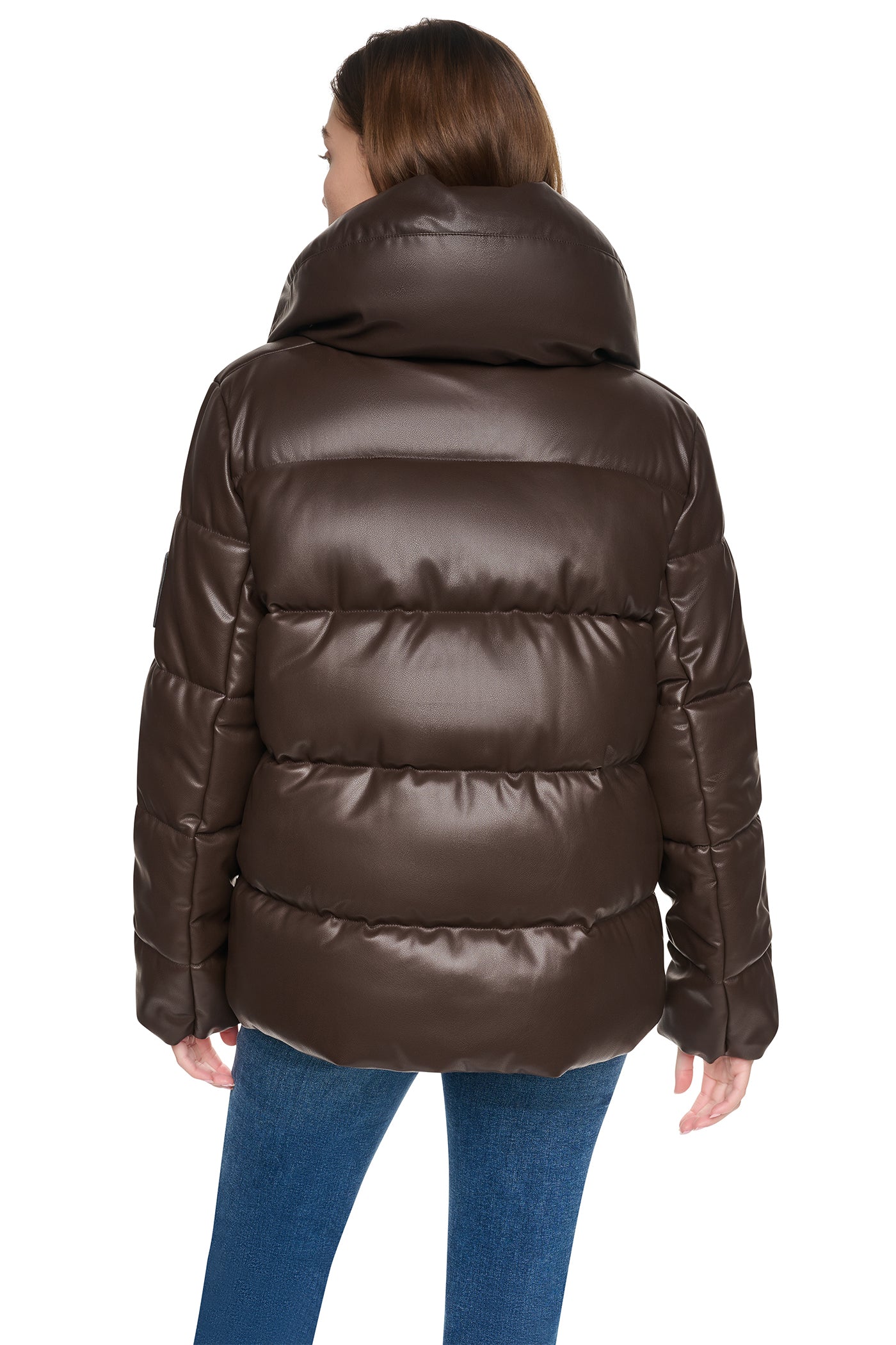 FAUX LEATHER PUFFER JACKET VIEW 3