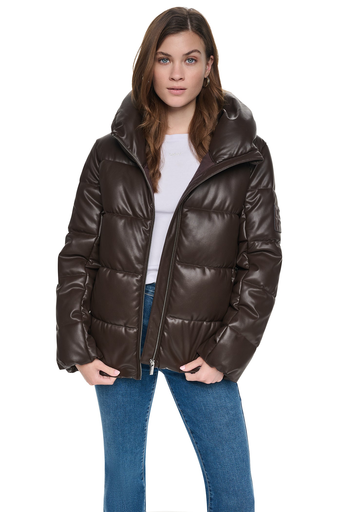 FAUX LEATHER PUFFER JACKET VIEW 5